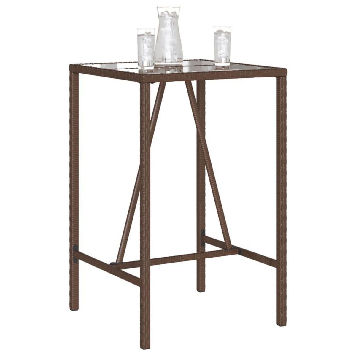 VIDAXL Table de bar d'exterieur marron 70x70x110 cm resine tressee