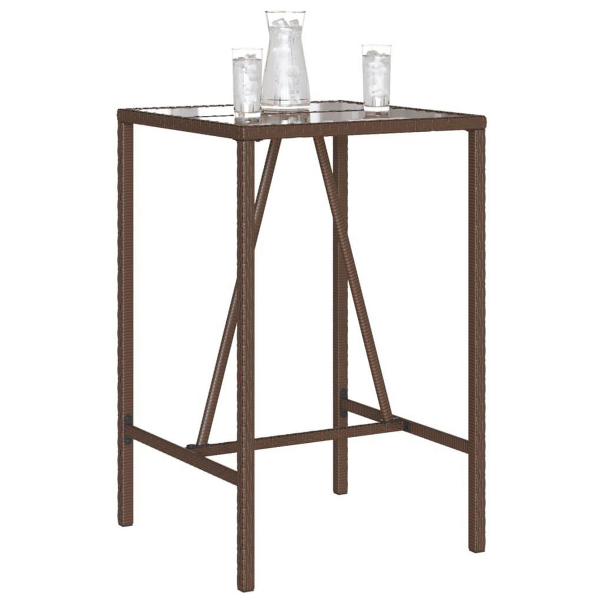 VIDAXL Table de bar d'exterieur marron 70x70x110 cm resine tressee