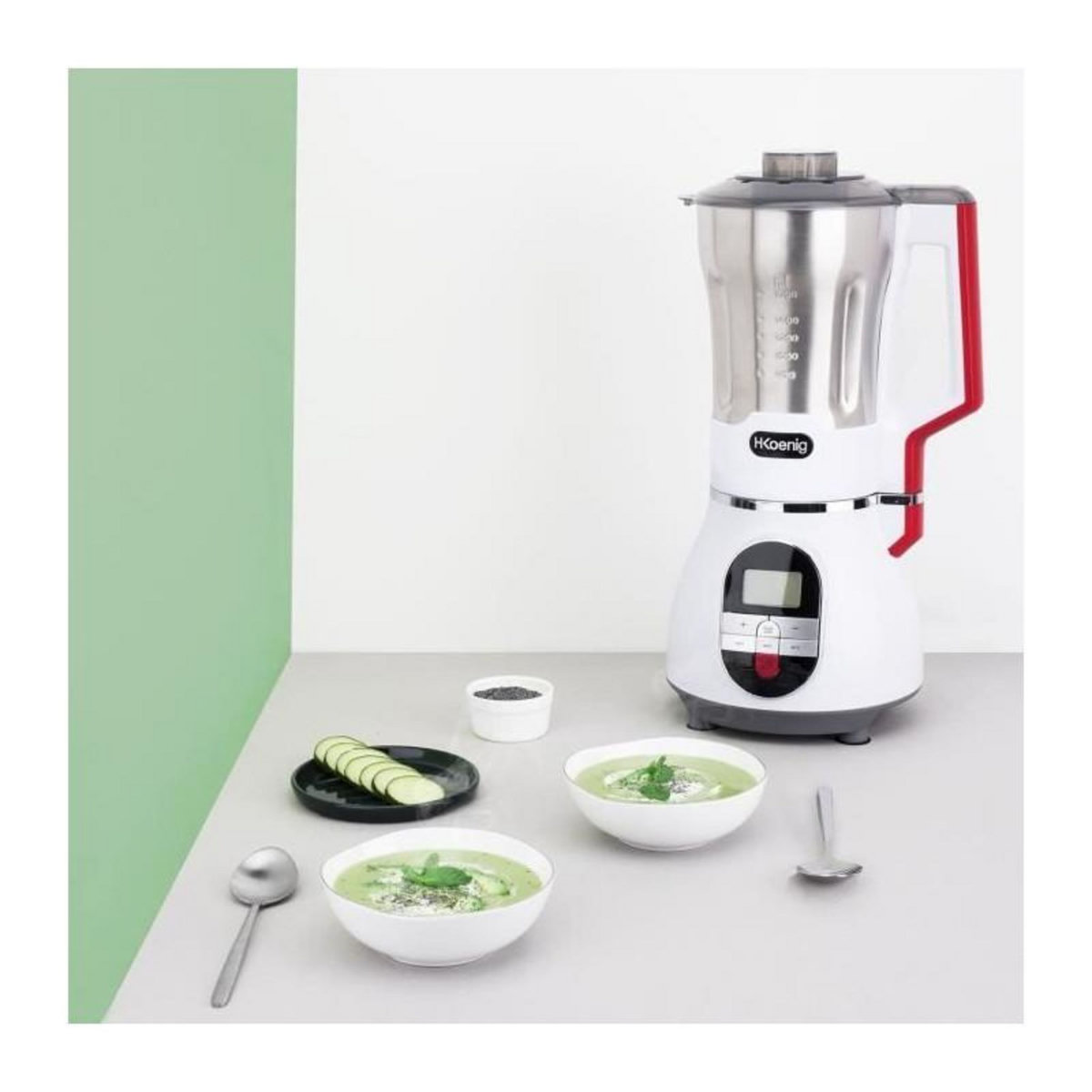 HKOENIG Blender chauffant - H.Koenig - MXC36 - 900 W - 1,4 L - Inox - 3 vitesses + Pulse