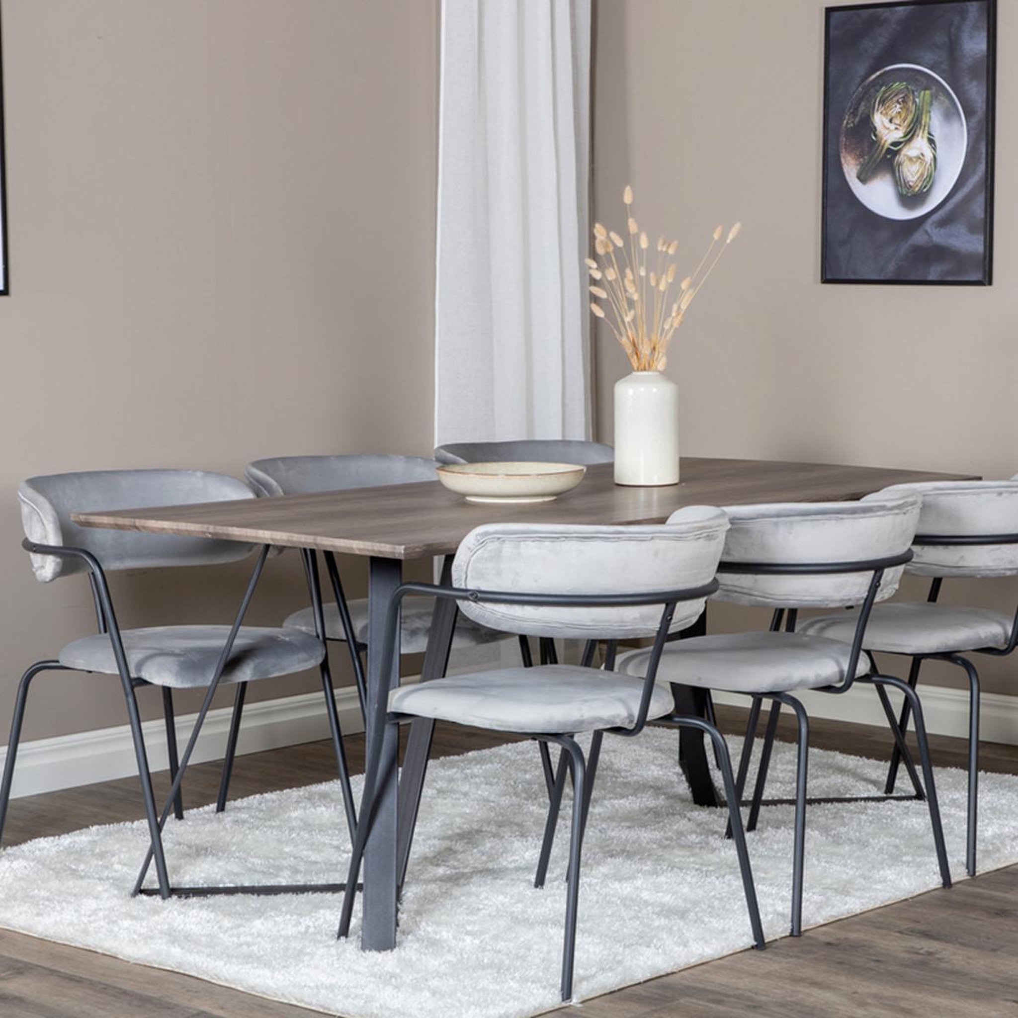 Voir la diapositive 5 : Paris Prix Ensemble table à manger & 6 chaises  marina & arrow  180cm naturel & gris