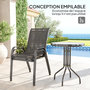 Voir la diapositive 5 : OUTSUNNY Ensemble bistro de jardin 3 pièces - 2 chaises, table ronde plateau verre - acier textilène noir