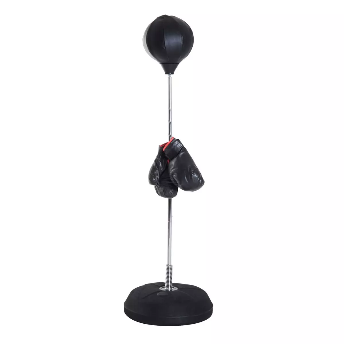 HOMCOM Punching ball sur pied réglable en hauteur 126-144 cm avec gants, pompe et base de lestage noir