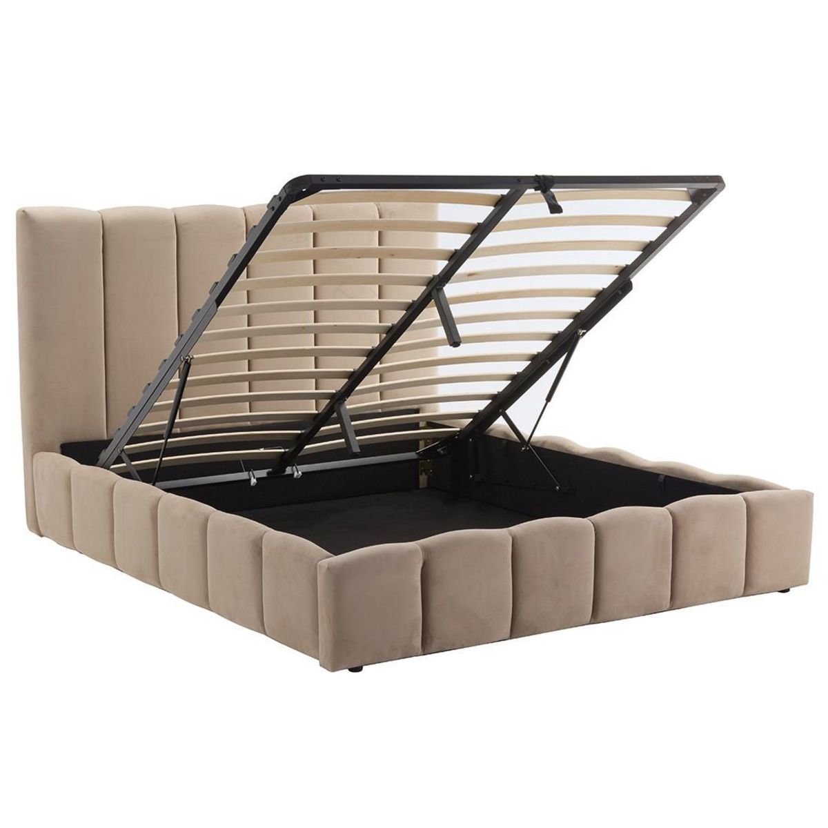 BEST MOBILIER Mermaid - lit coffre - 160x200 cm - en velours - sommier inclus