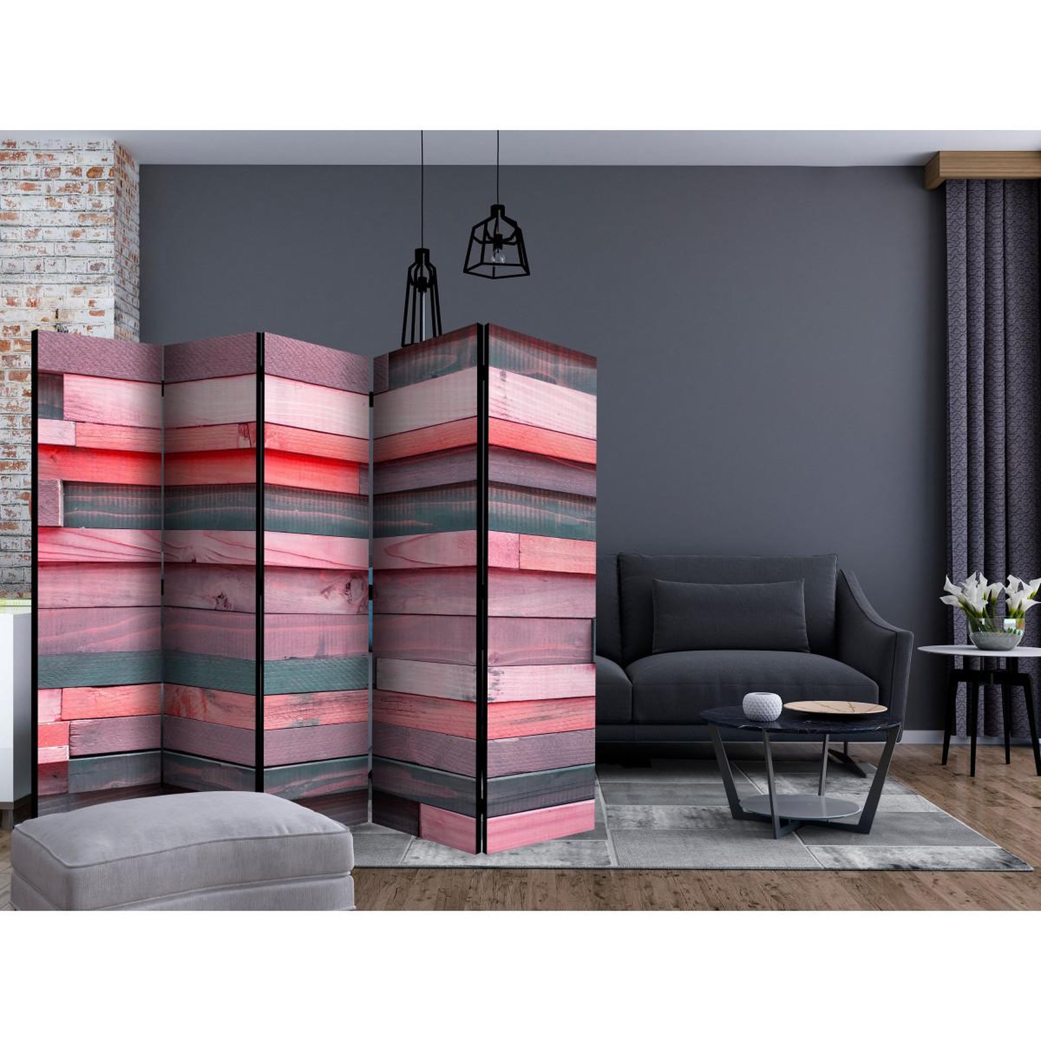 Voir la diapositive 2 : Paris Prix Paravent 5 volets  pink manor  172x225cm
