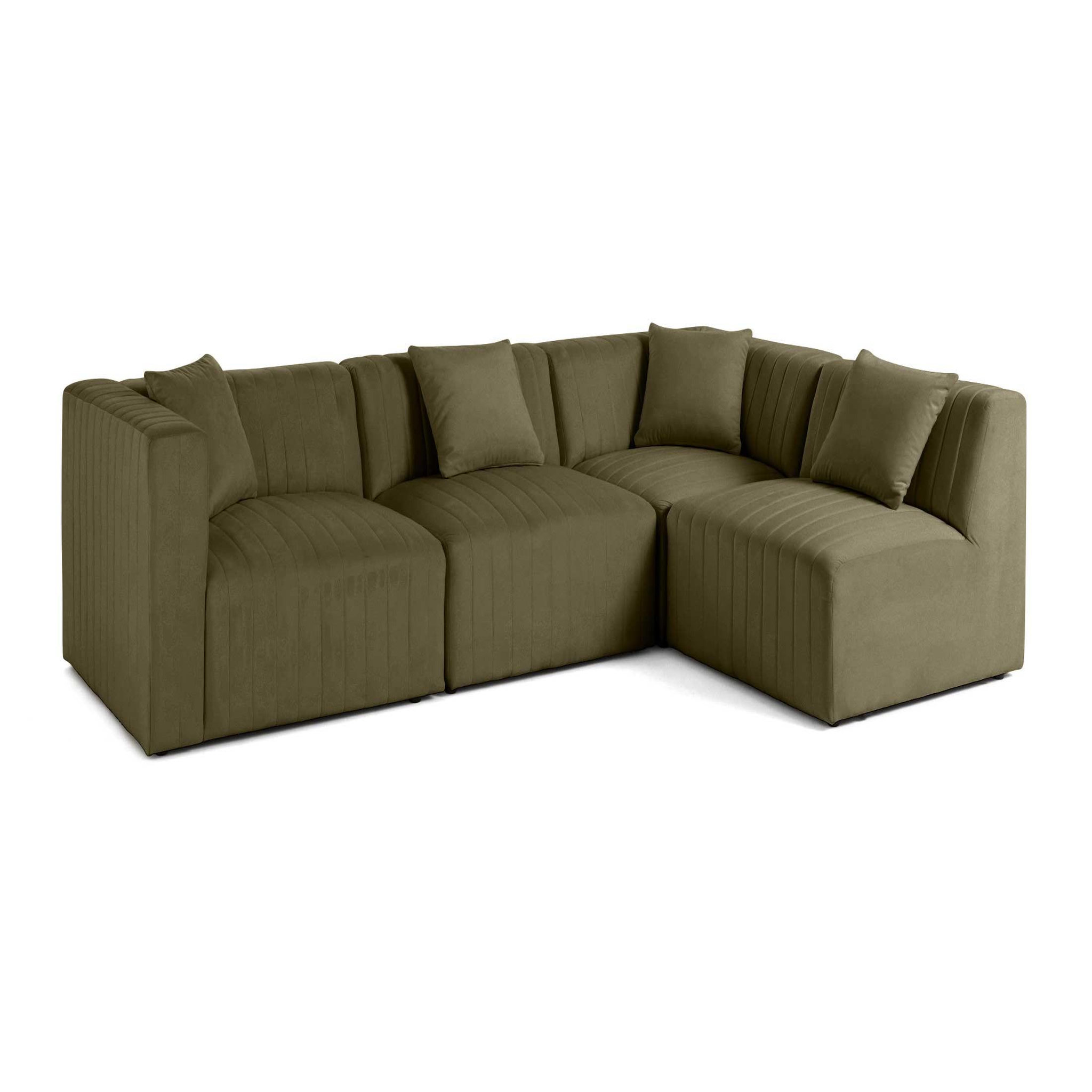 Voir la diapositive 3 : LISA DESIGN Nova - canapé modulable d'angle droit - 5 places - avec pouf d'appoint - en velours