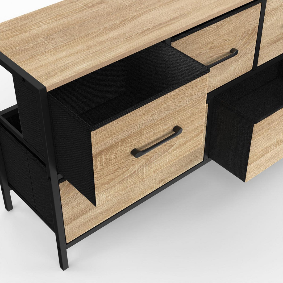 ID MARKET Commode 5 tiroirs en tissu UTAH H.55 cm meuble de rangement design industriel