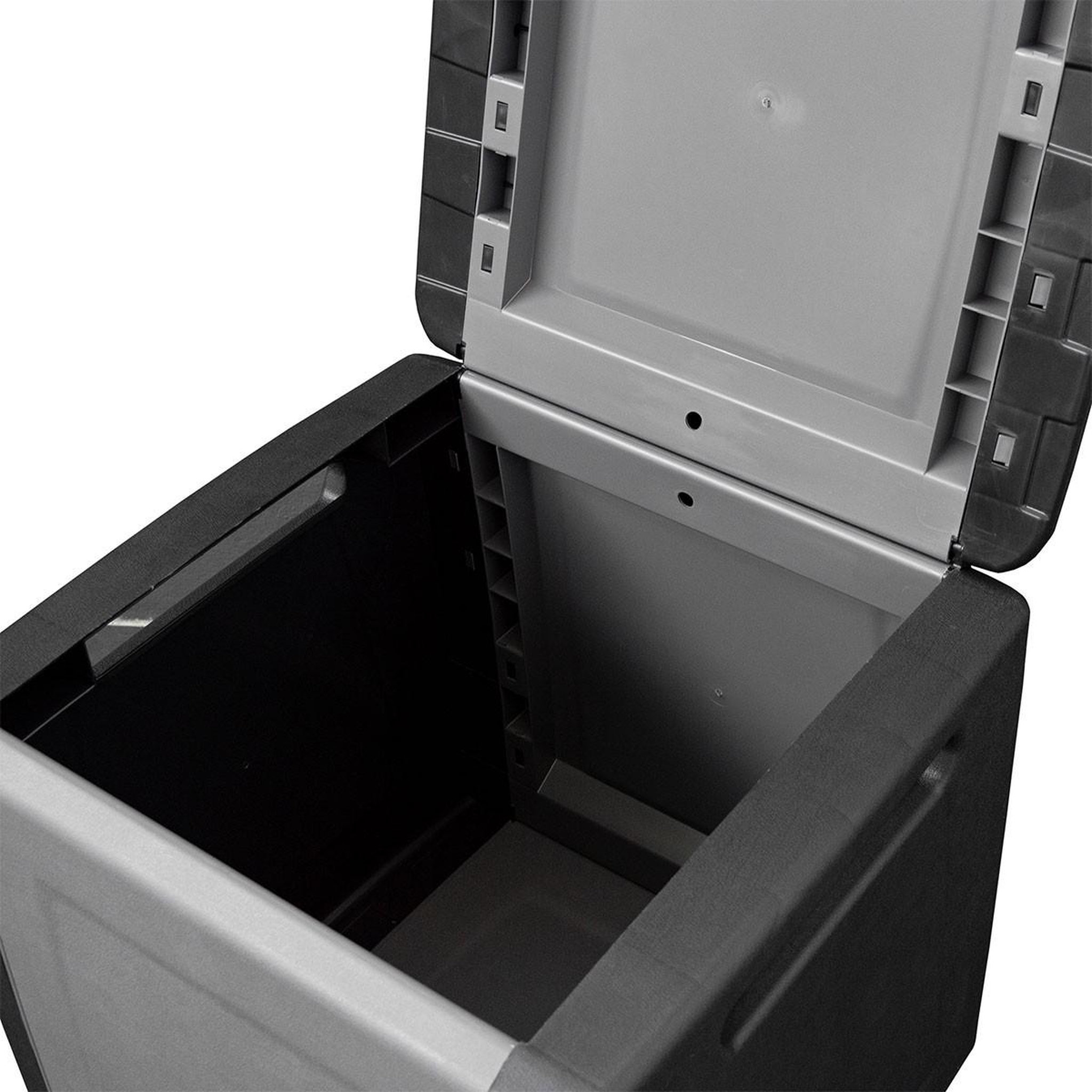 Voir la diapositive 5 : INTEC Coffre de rangement 130L Gris/Noir 54 x 53 x H57cm Poignées de transport polypropylène INTEC