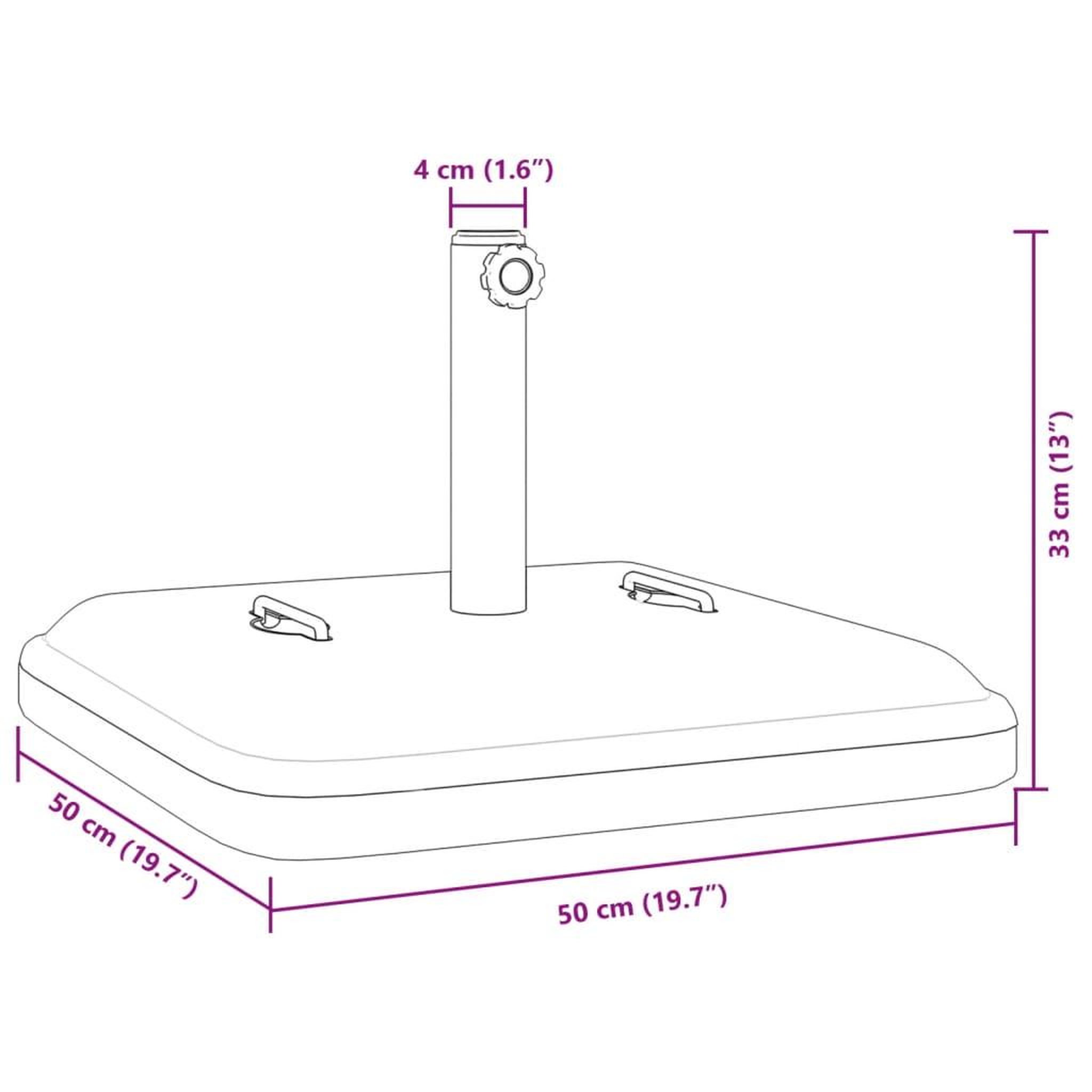 Voir la diapositive 6 : VIDAXL Base de parasol avec poignees pour mats Ø38 / 48 mm 27 kg carre