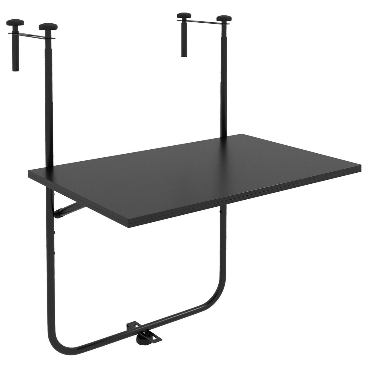 OUTSUNNY Table de balcon suspendue hauteur réglable métal noir