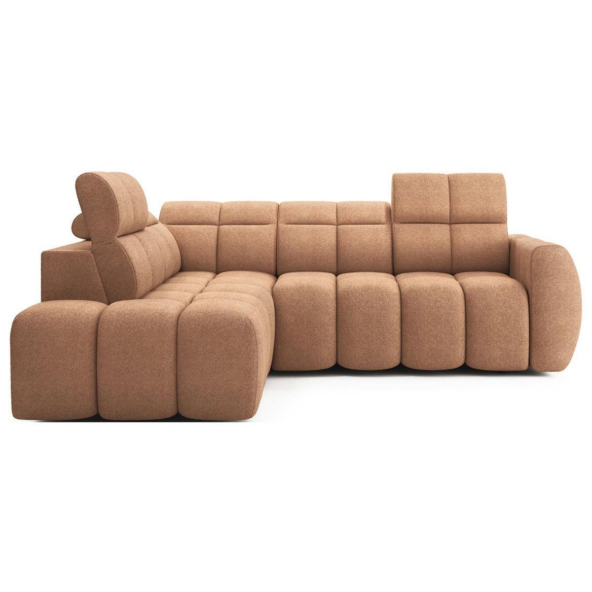 BEST MOBILIER Basile - canapé d'angle gauche 4 places assise extensible électrique avec coffre en tissu texturé