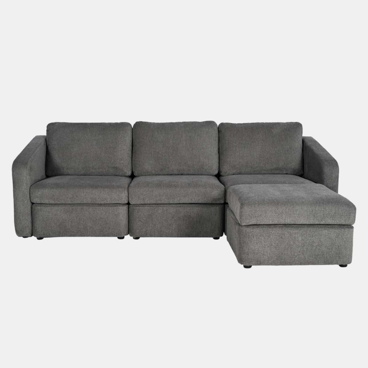 CONCEPT USINE Canapé modulable 3 places gris foncé avec pouf KONEKT
