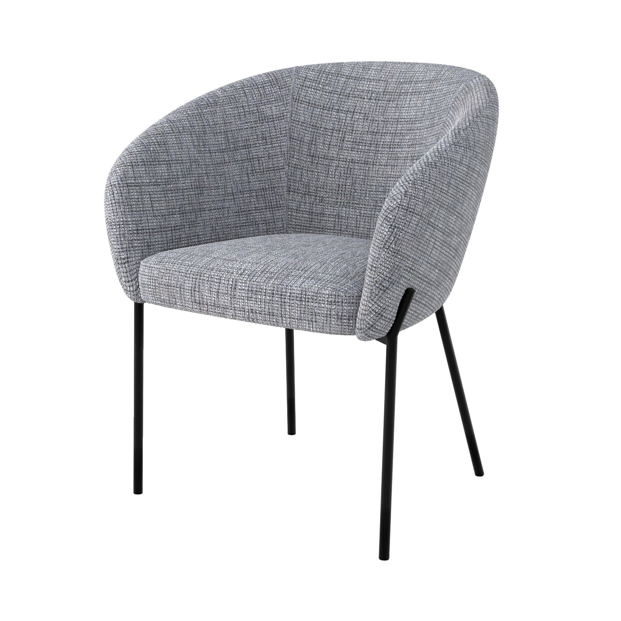 MAISON PAVANE Chaise en tissu gris chiné et pieds en métal noir-andy