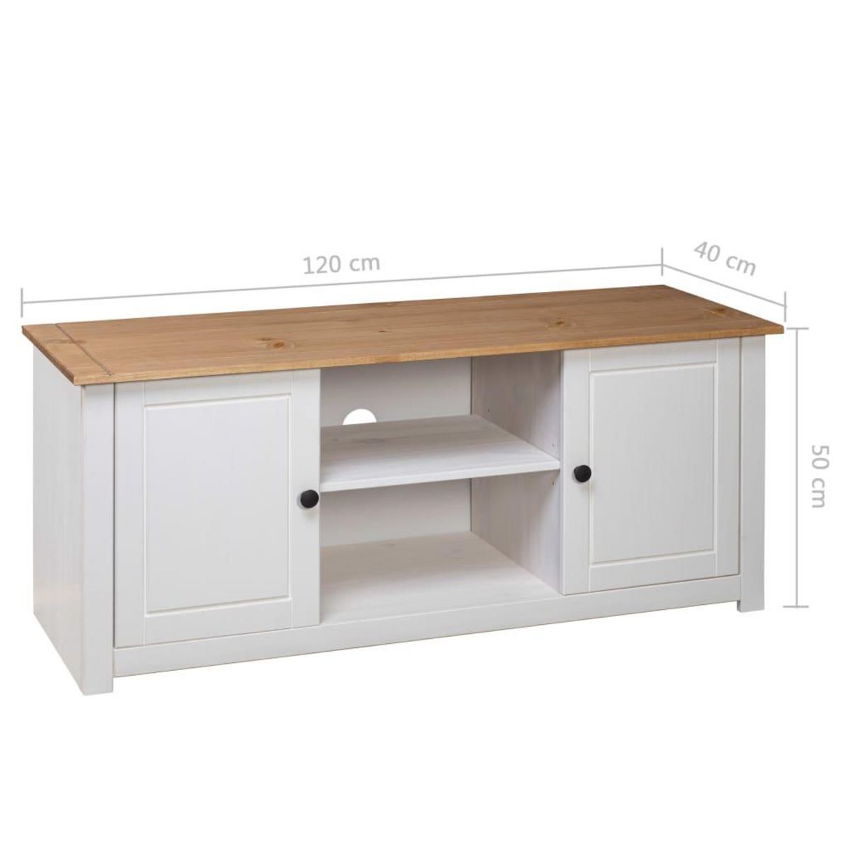 VIDAXL Meuble TV Blanc 120x40x50 cm Bois de pin massif Gamme Panama