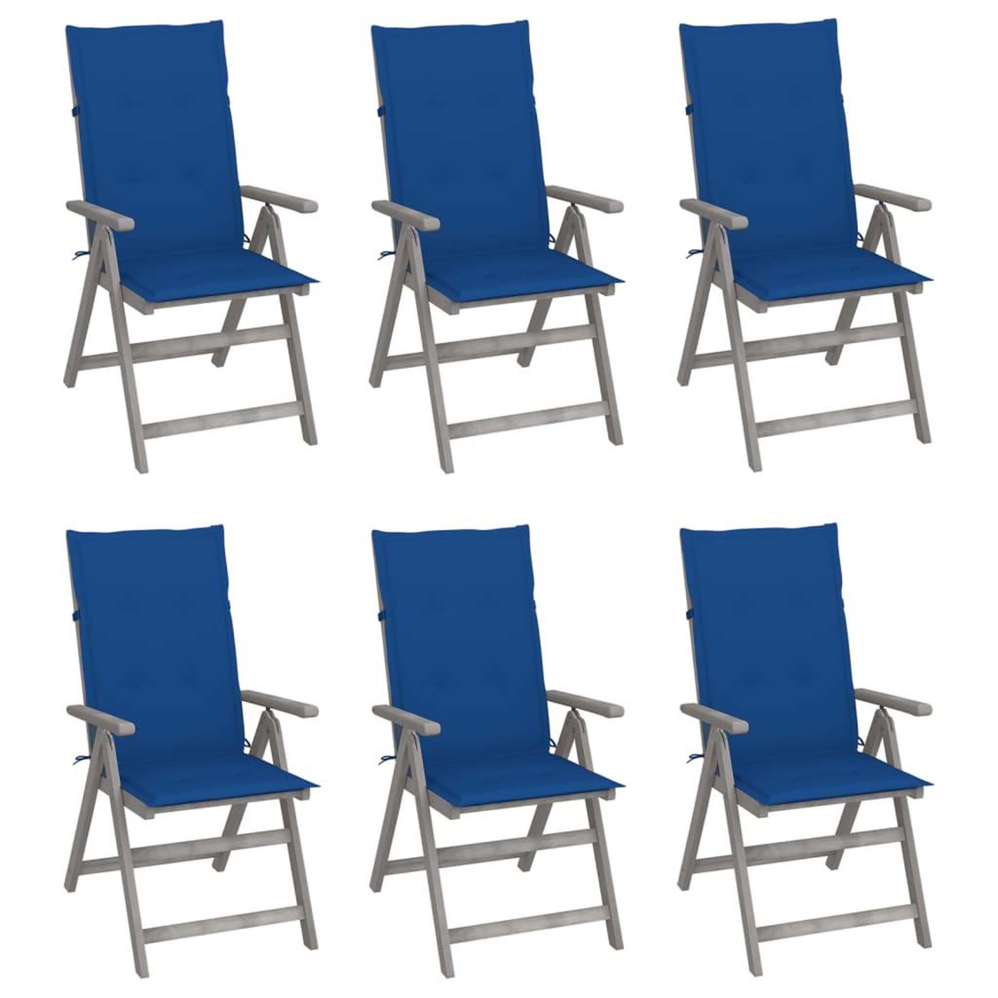 VIDAXL Chaises inclinables de jardin lot de 6 et coussins Bois acacia