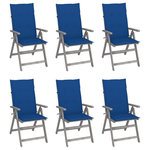 VIDAXL Chaises inclinables de jardin lot de 6 et coussins Bois acacia