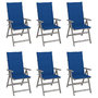 Voir la diapositive 1 : VIDAXL Chaises inclinables de jardin lot de 6 et coussins Bois acacia