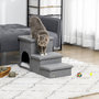 Voir la diapositive 2 : PAWHUT Escalier pour chat chien niche coffre 3 en 1 - 3 marches, coussin inclus - revêtement tissu rembourré doux - structure MDF - gris