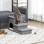 Voir la diapositive 2 : PAWHUT Escalier pour chat chien niche coffre 3 en 1 - 3 marches, coussin inclus - revêtement tissu rembourré doux - structure MDF - gris