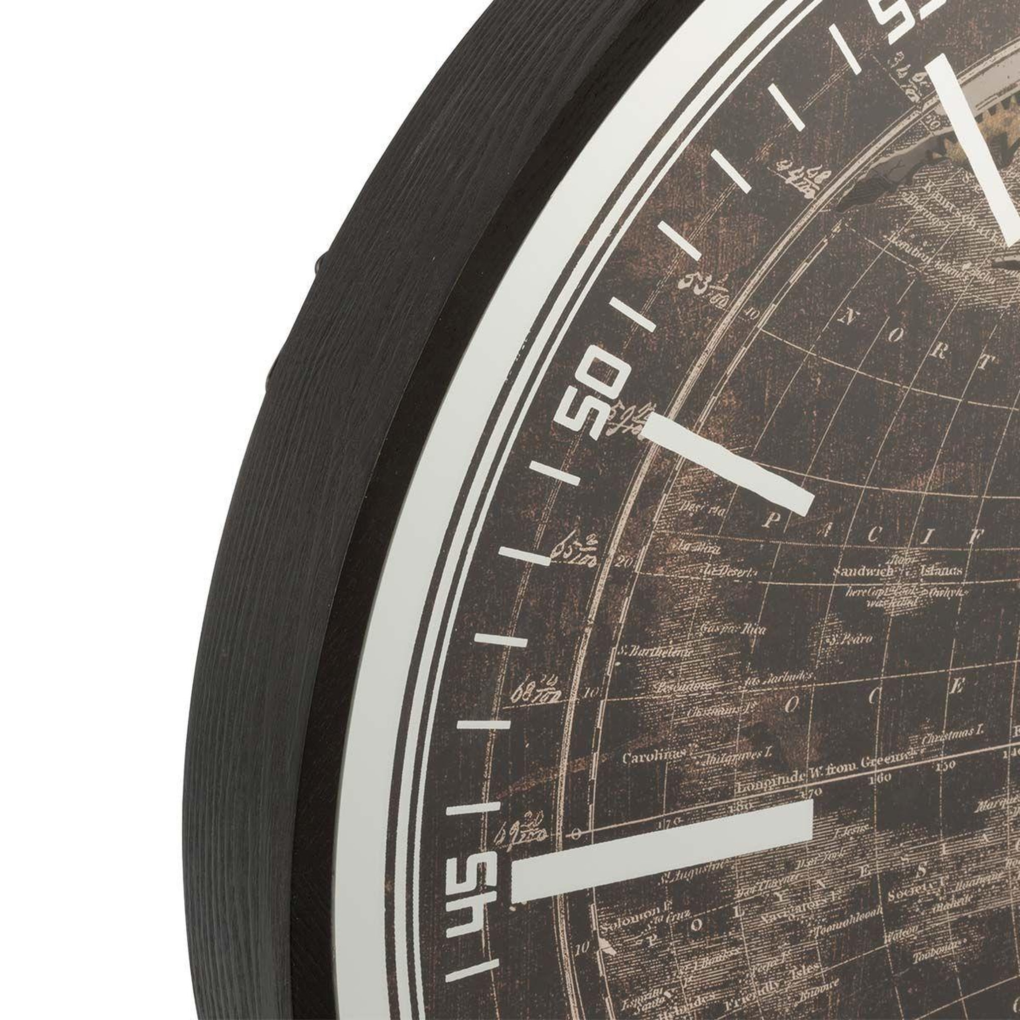 Voir la diapositive 2 : J-LINE Horloge murale  mappemonde  48cm or & noir