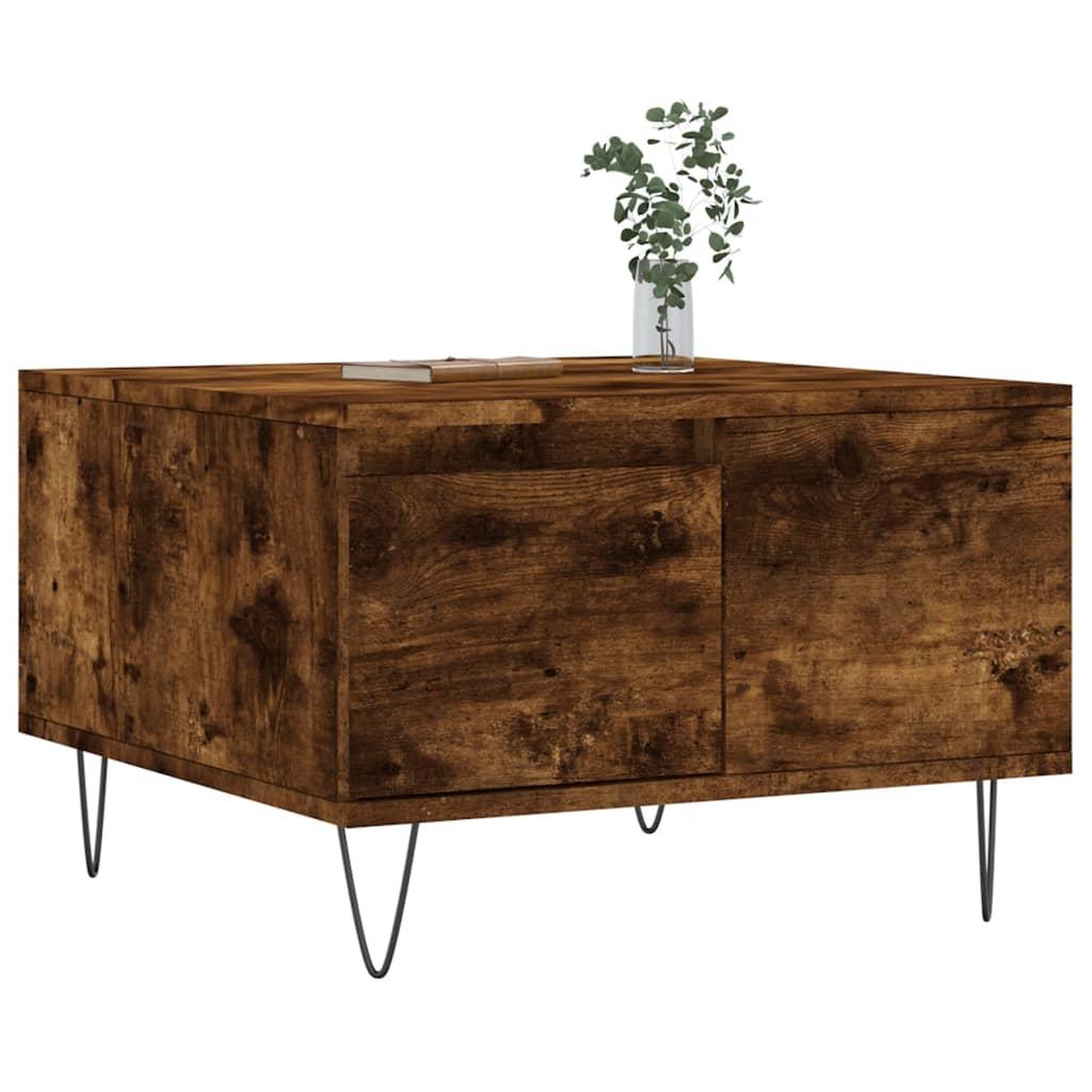 Voir la diapositive 3 : VIDAXL Table basse chene fume 55x55x36,5 cm bois d'ingenierie