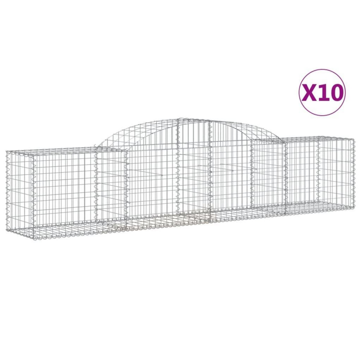 VIDAXL Paniers a gabions arques 10 pcs 300x50x60/80 cm fer galvanise