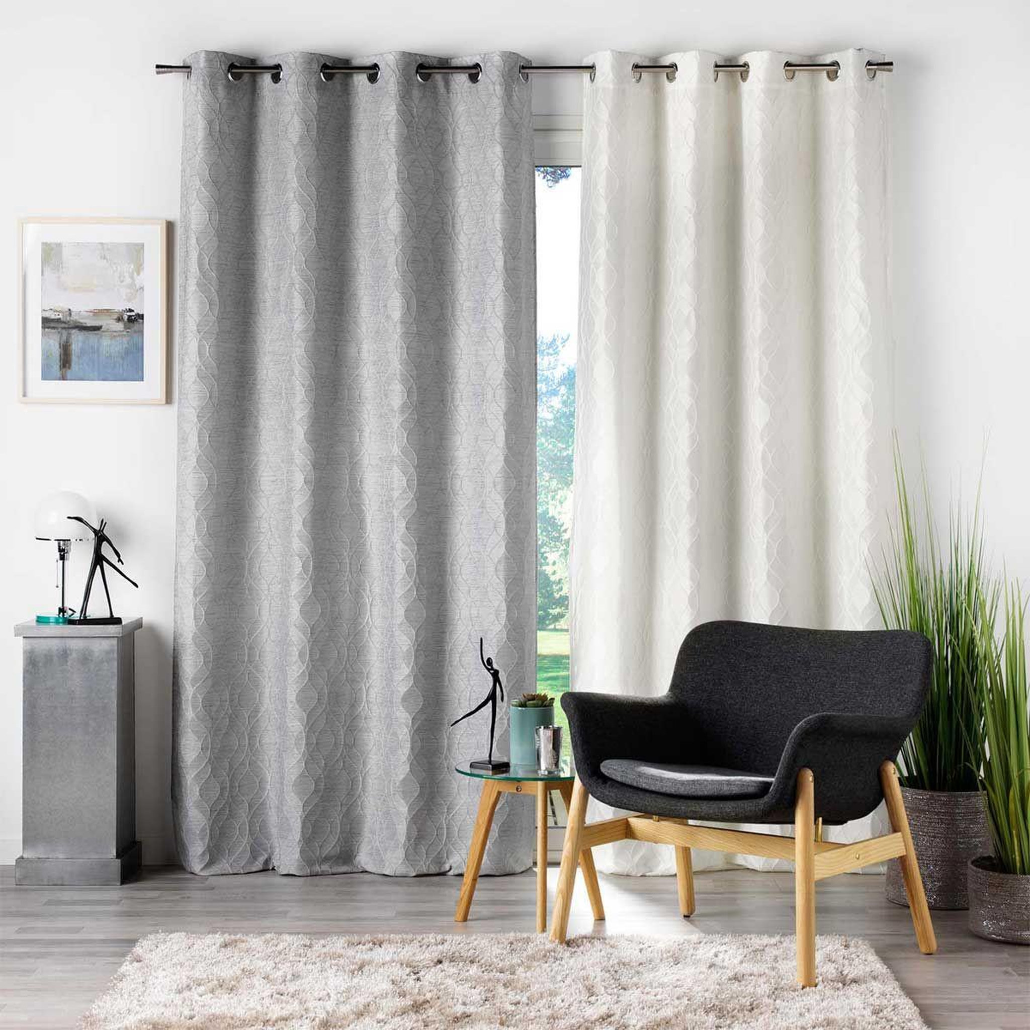 Voir la diapositive 3 : Douceur d'Intérieur Rideau à œillets  odyssea  137x260cm gris