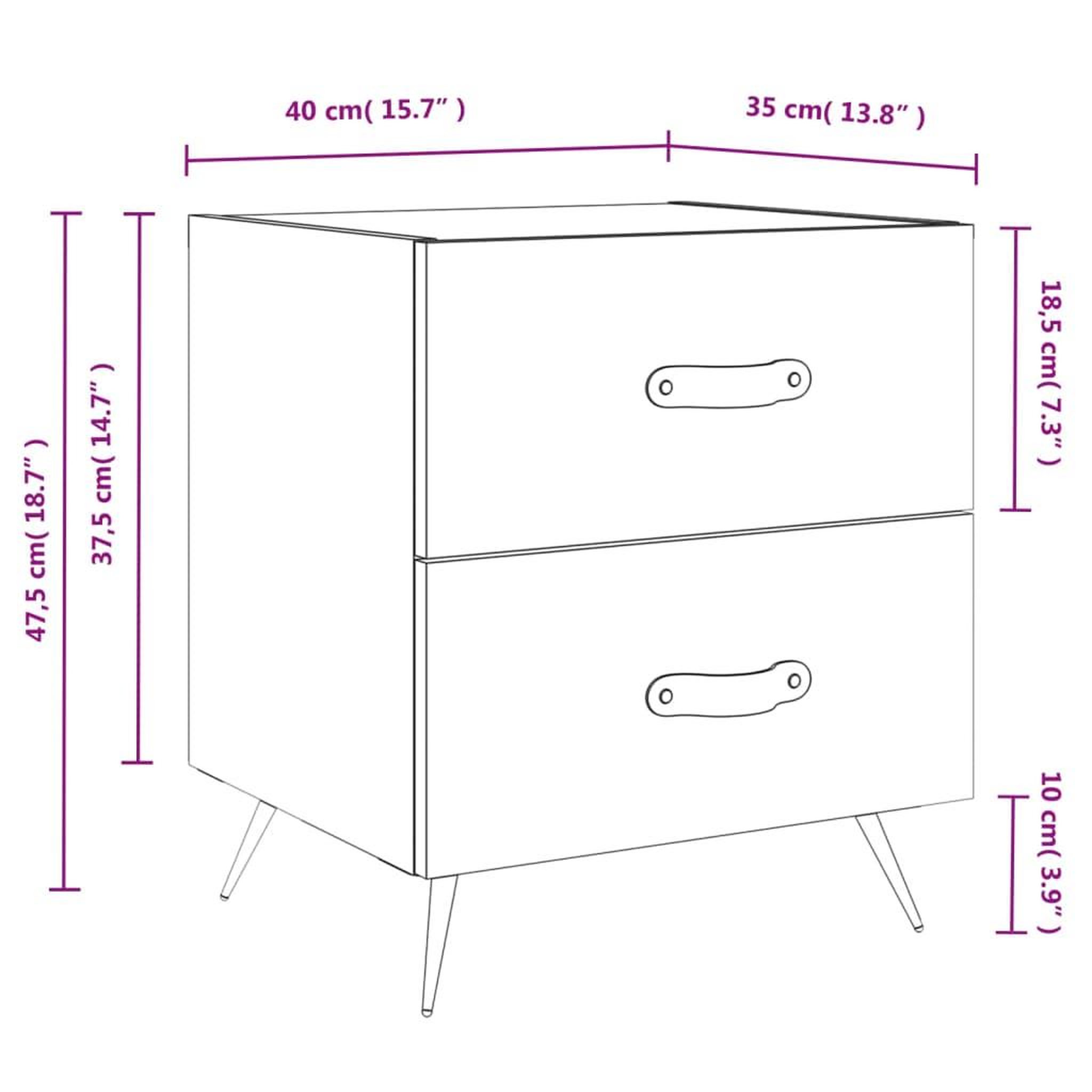 Voir la diapositive 6 : VIDAXL Tables de chevet 2 pcs sonoma gris 40x35x47,5 cm