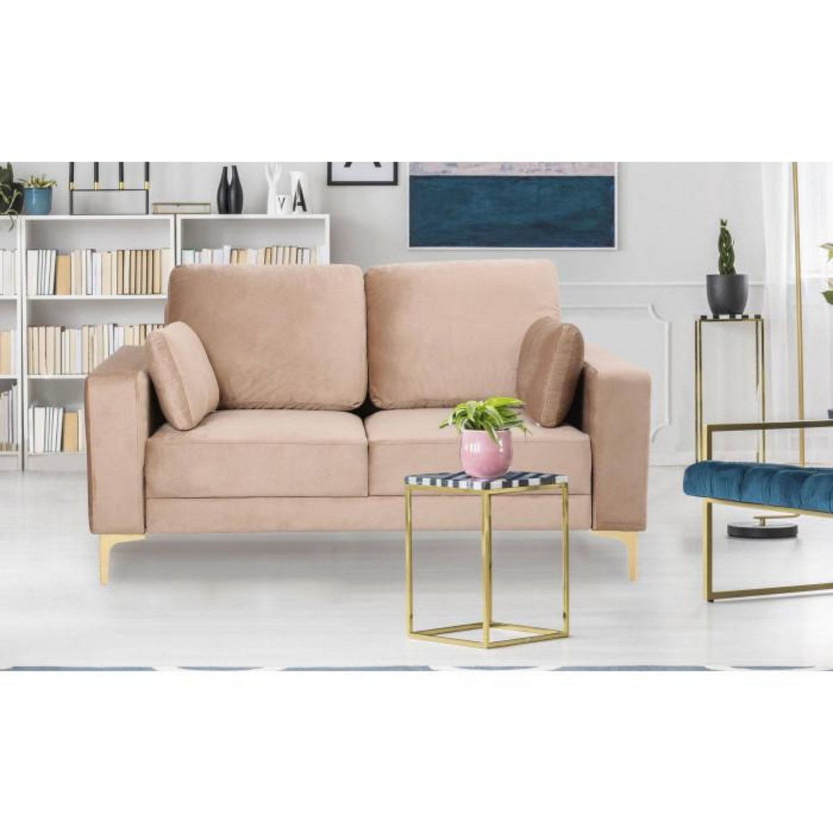 Paris Prix Canapé 2 Places en Velours  Ignacio  158cm Taupe