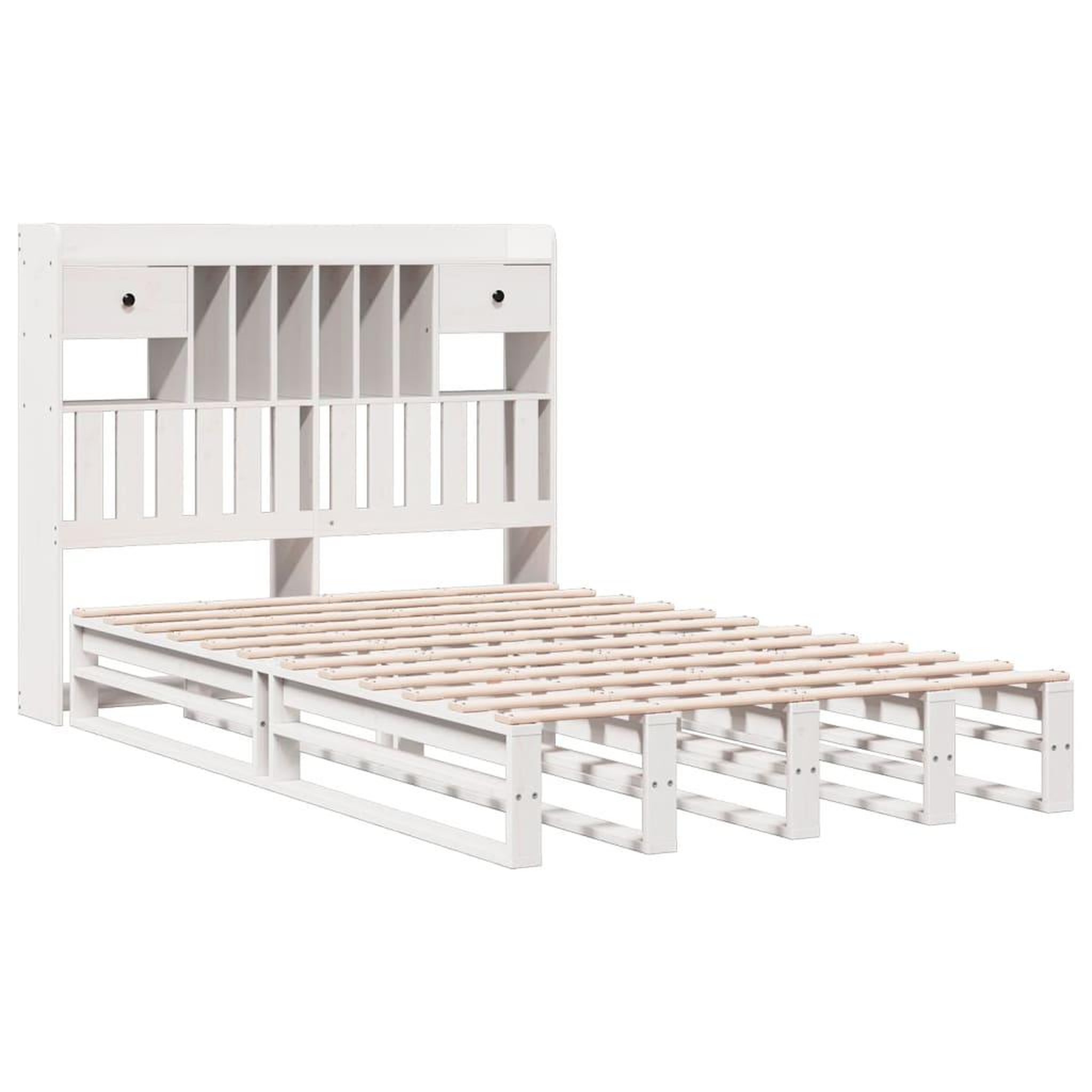 Voir la diapositive 3 : VIDAXL Lit bibliotheque sans matelas blanc 135x190 cm bois pin massif