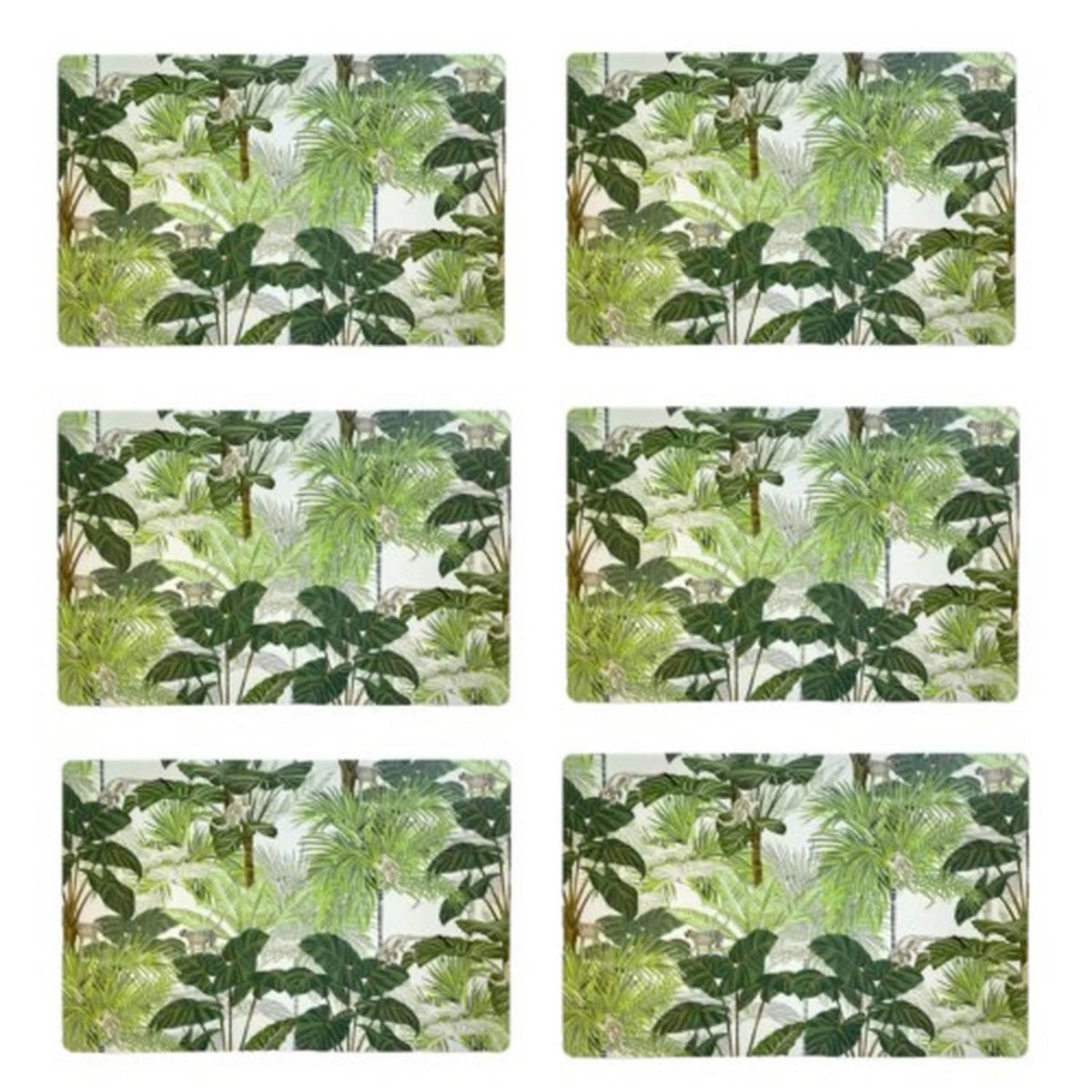 HABITABLE Lot de 6 sets de table Monkey - 28 x 43 cm - Vert