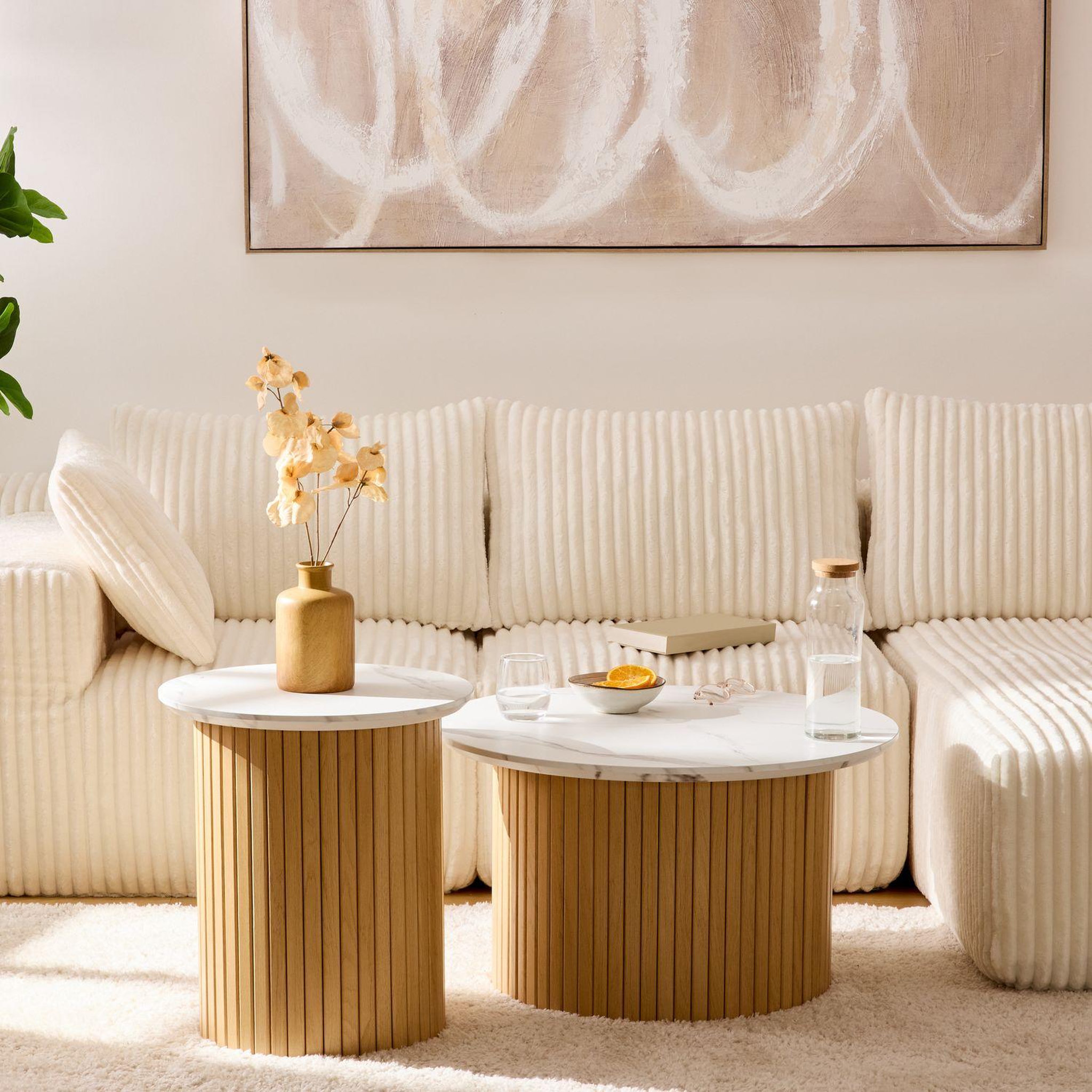 Voir la diapositive 2 : ATMOSPHERA Table basse avec plateau effet marbre homelya - blanc