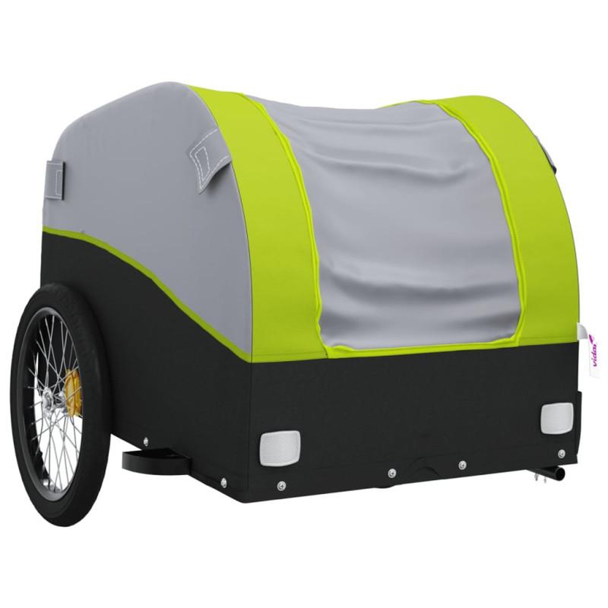 Voir la diapositive 4 : VIDAXL Remorque de vélo noir et vert 30 kg fer
