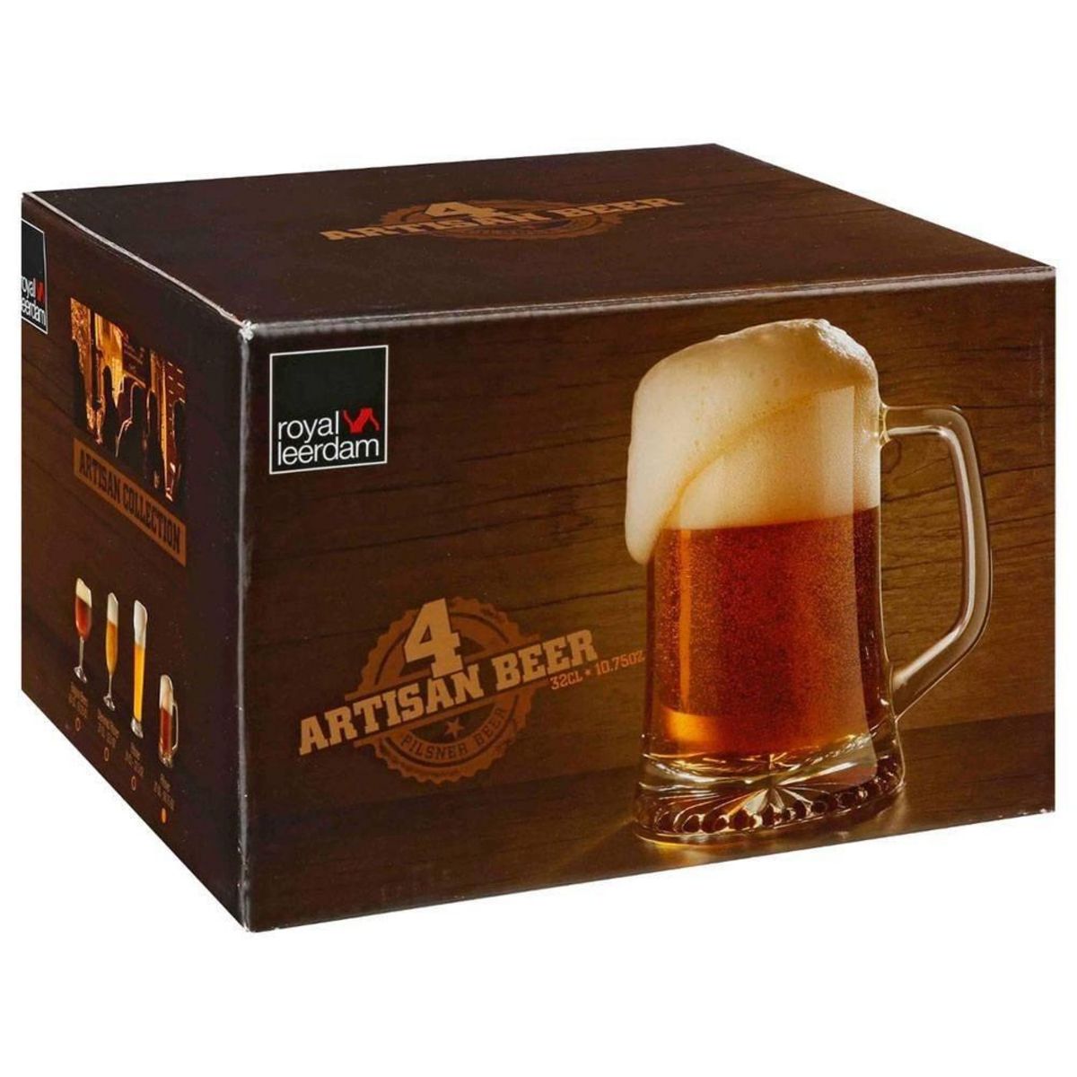 ATMOSPHERA Lot de 4 verres à bière avec anse 32 cl