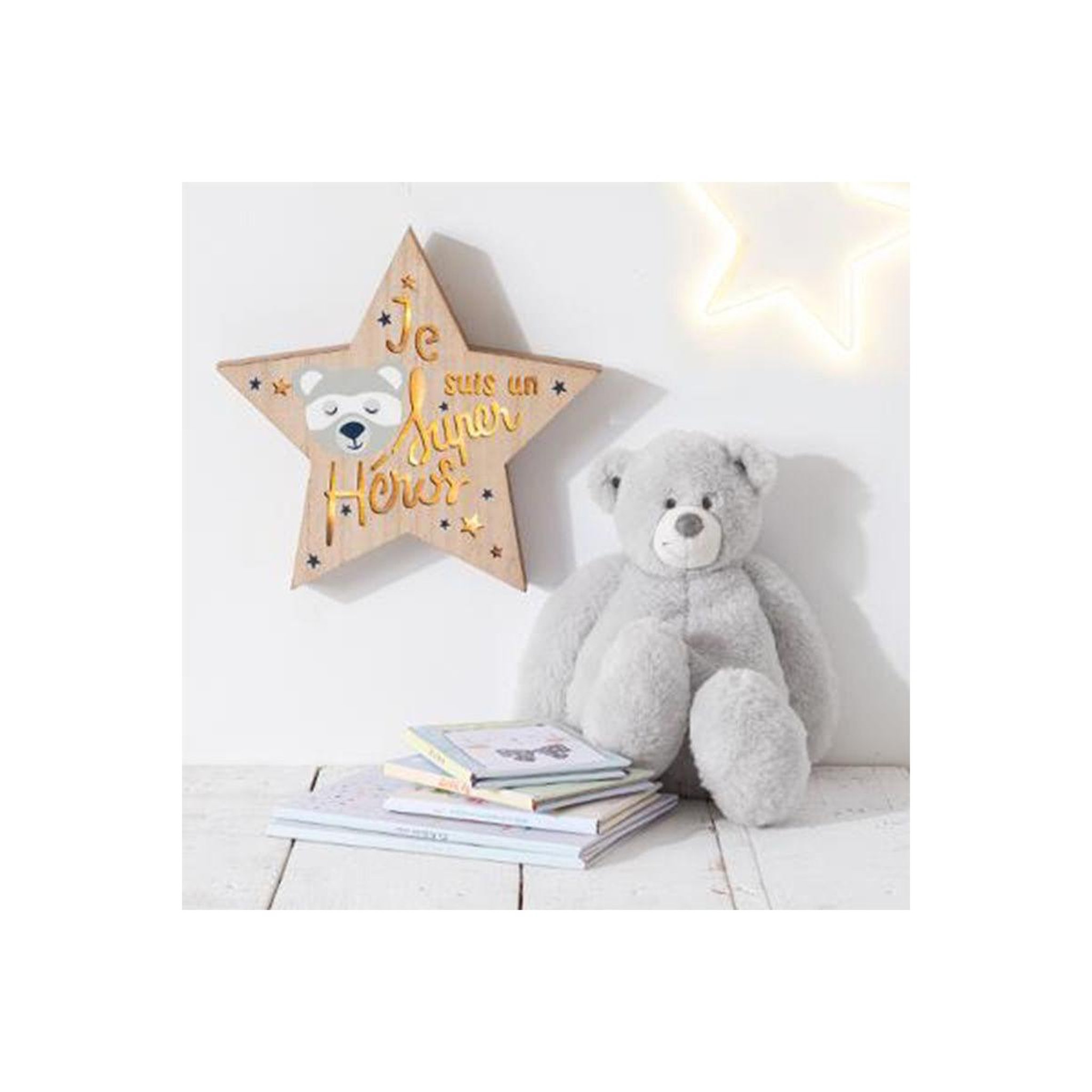 Voir la diapositive 3 : Atmosphera Kids Lampe Design Led Enfant  Étoile  28cm Naturel