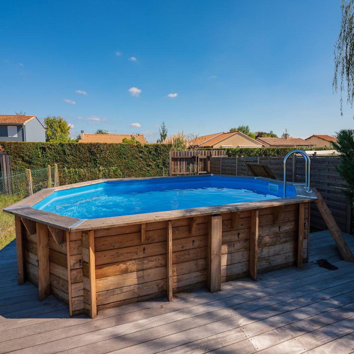 Ubbink Piscine bois Azura 6,10 x 4,00 x 1,20 m - Liner bleu - Ubbink