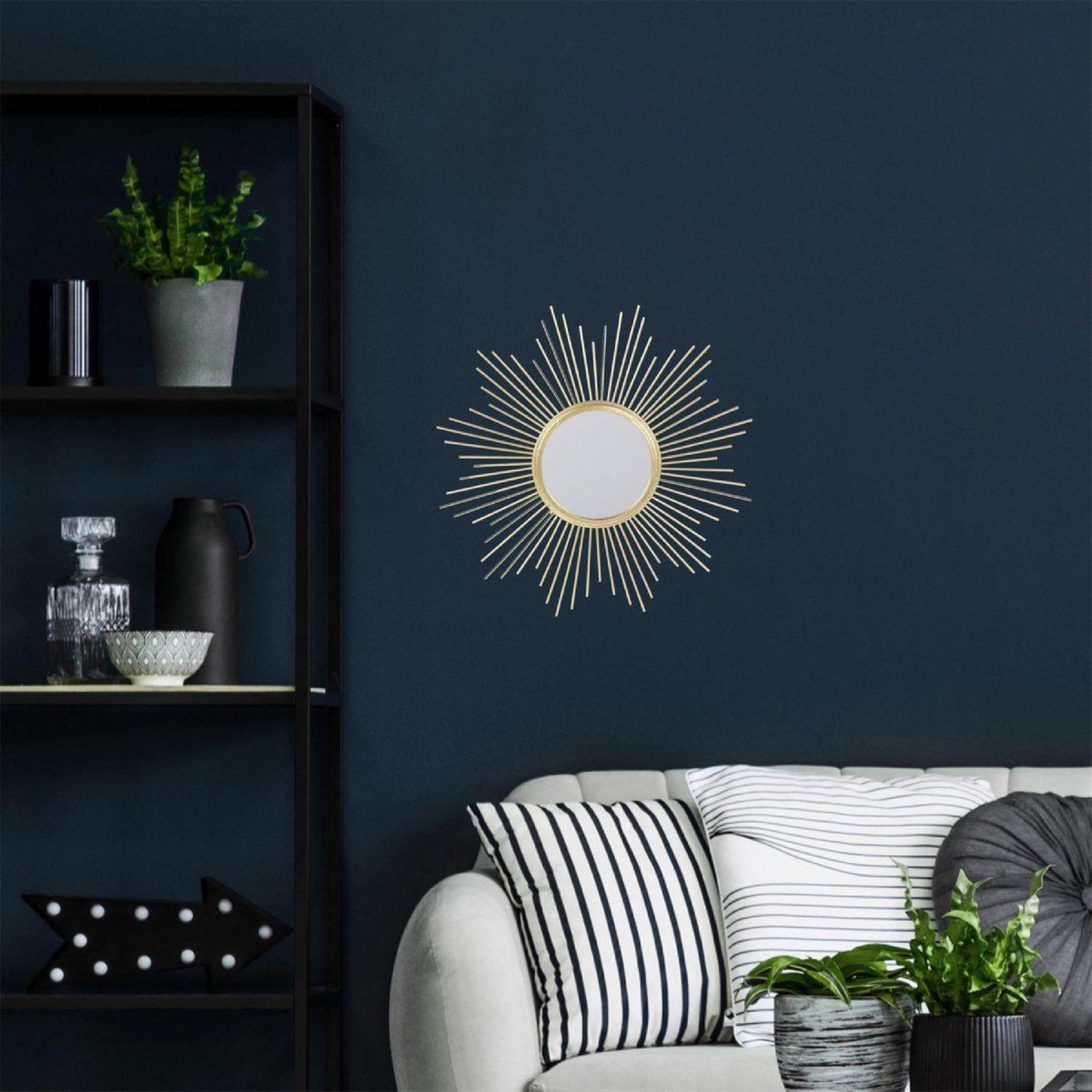 Voir la diapositive 4 : The Home Deco Factory Miroir Mural  Soleil  32cm Or