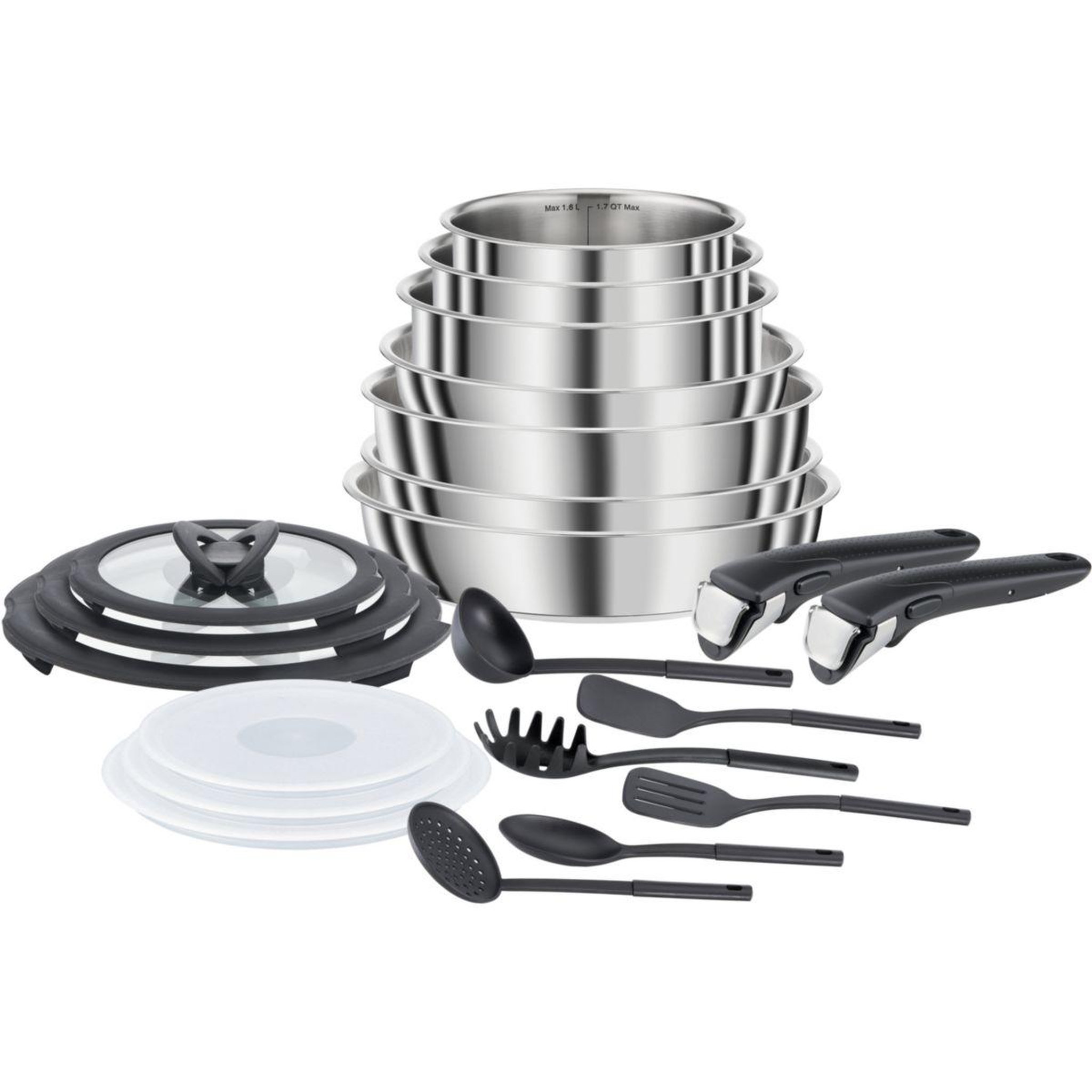 Voir la diapositive 1 : SEB Batterie de cuisine compact inox 20 pieces