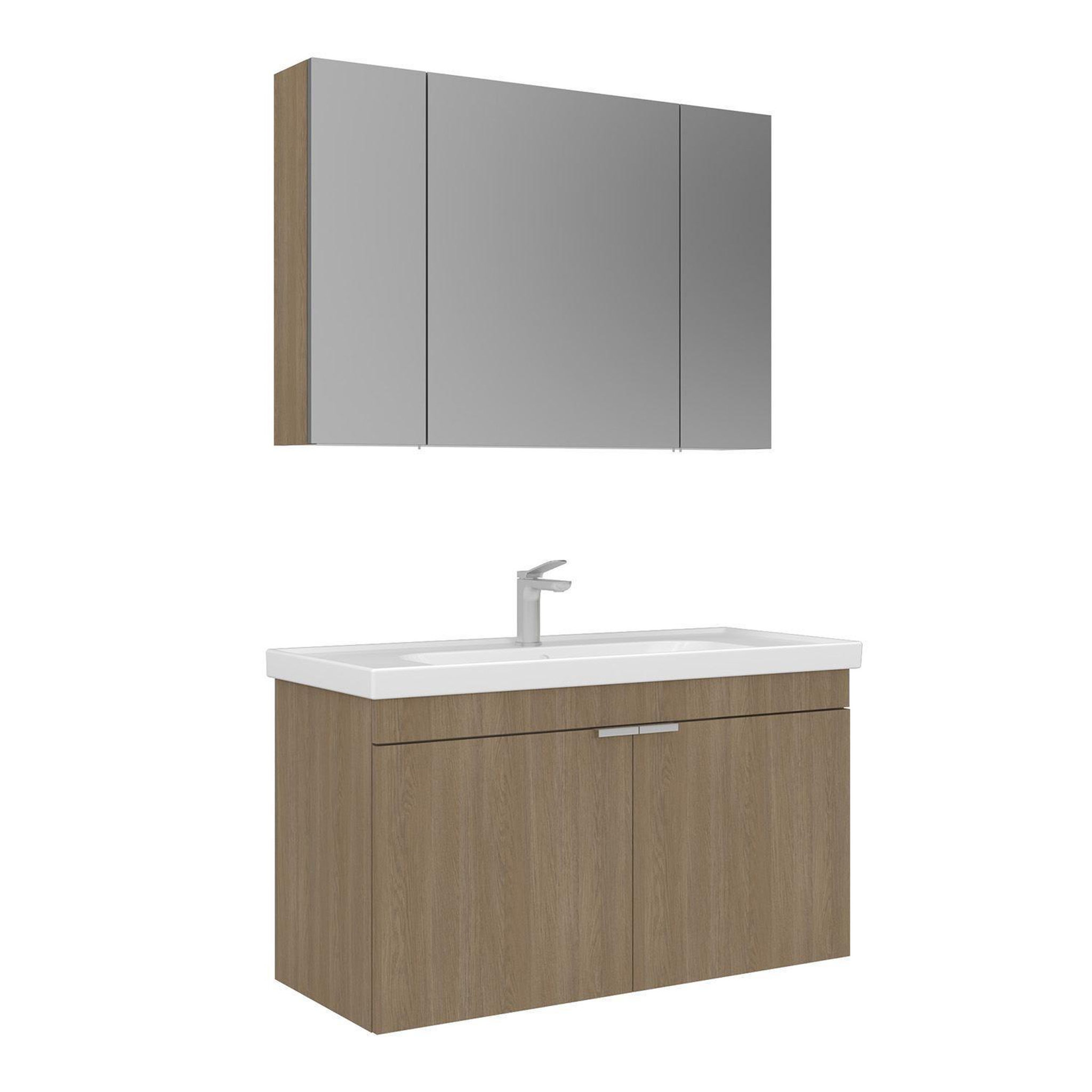 Habitat et Jardin Meuble avec simple vasque et miroir  Desna 100  - 100 x 45 x 58 cm - Oak