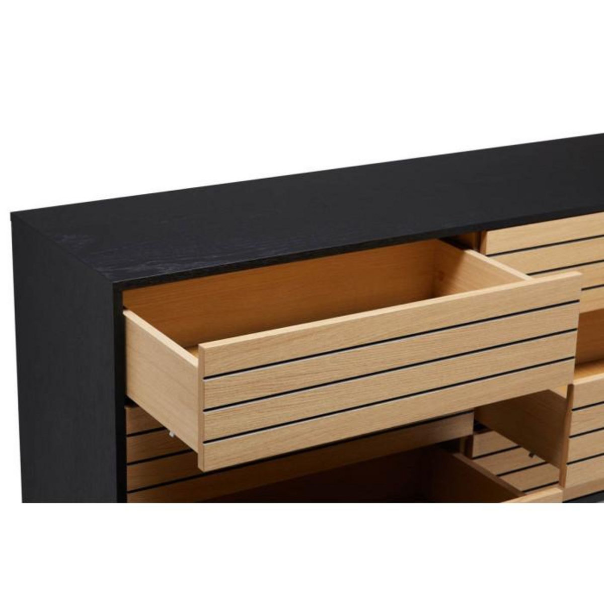 Paris Prix Commode Design  Stripe 6D  140cm Chêne & Noir