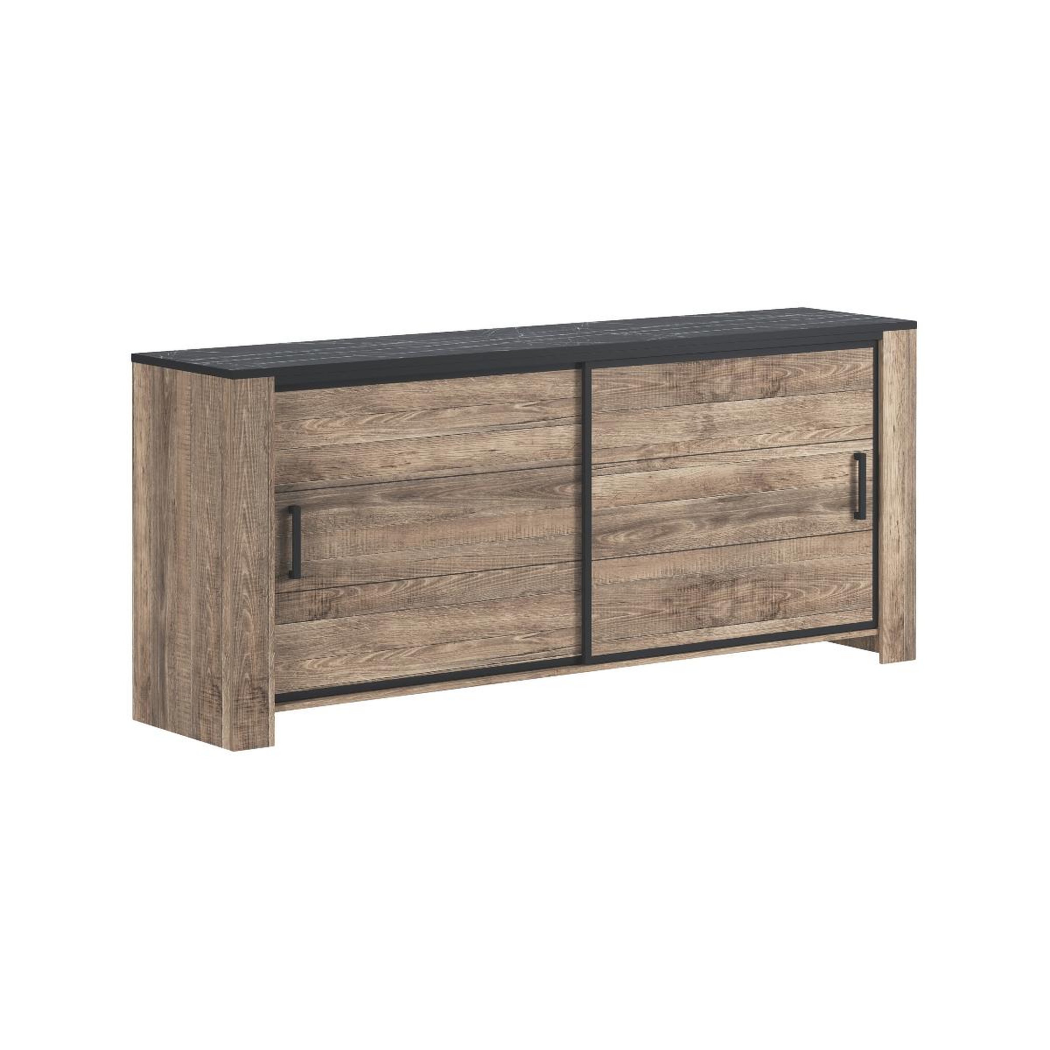 Voir la diapositive 5 : JLC KREATION Salle à manger complète moderne en bois olive (buffet + table)