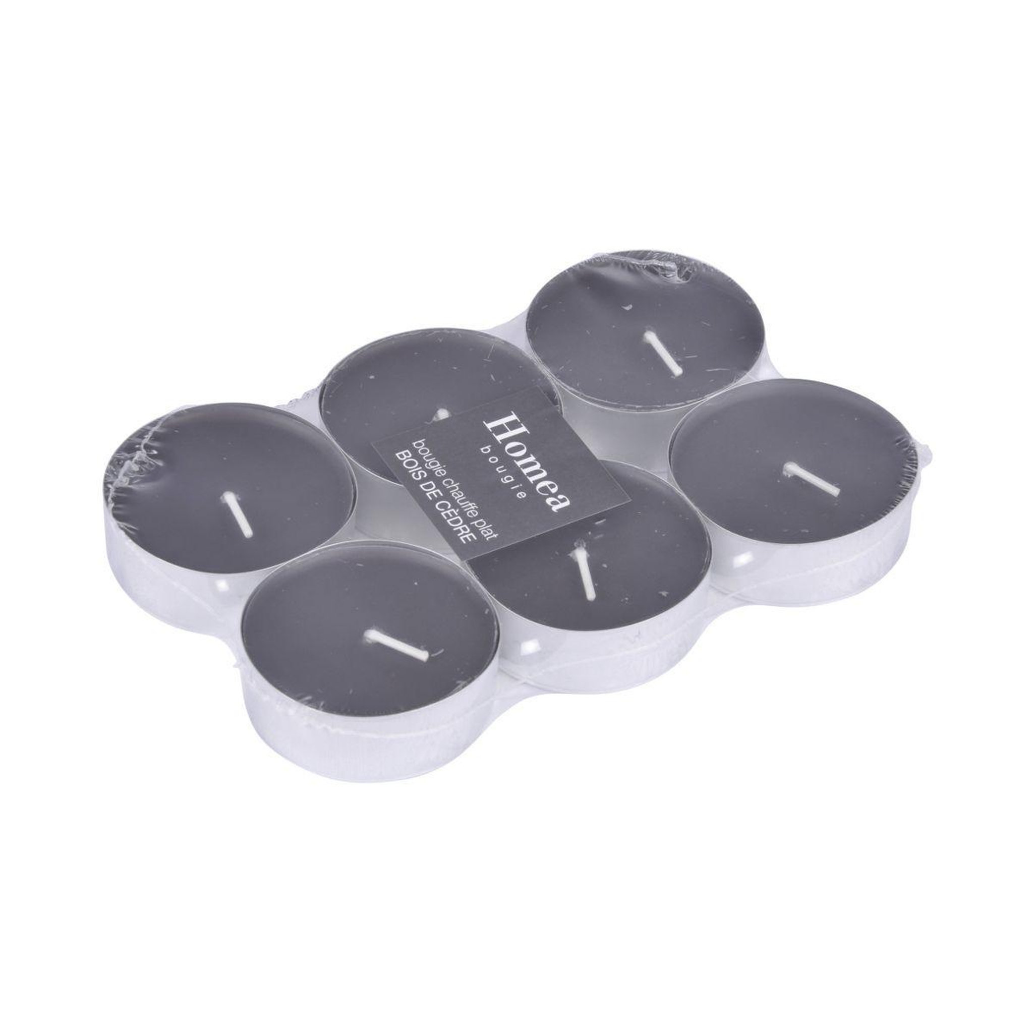 Voir la diapositive 3 : HOMEA Lot de 6 bougies chauffe-plat  essentiel  5,5cm bois de cèdre