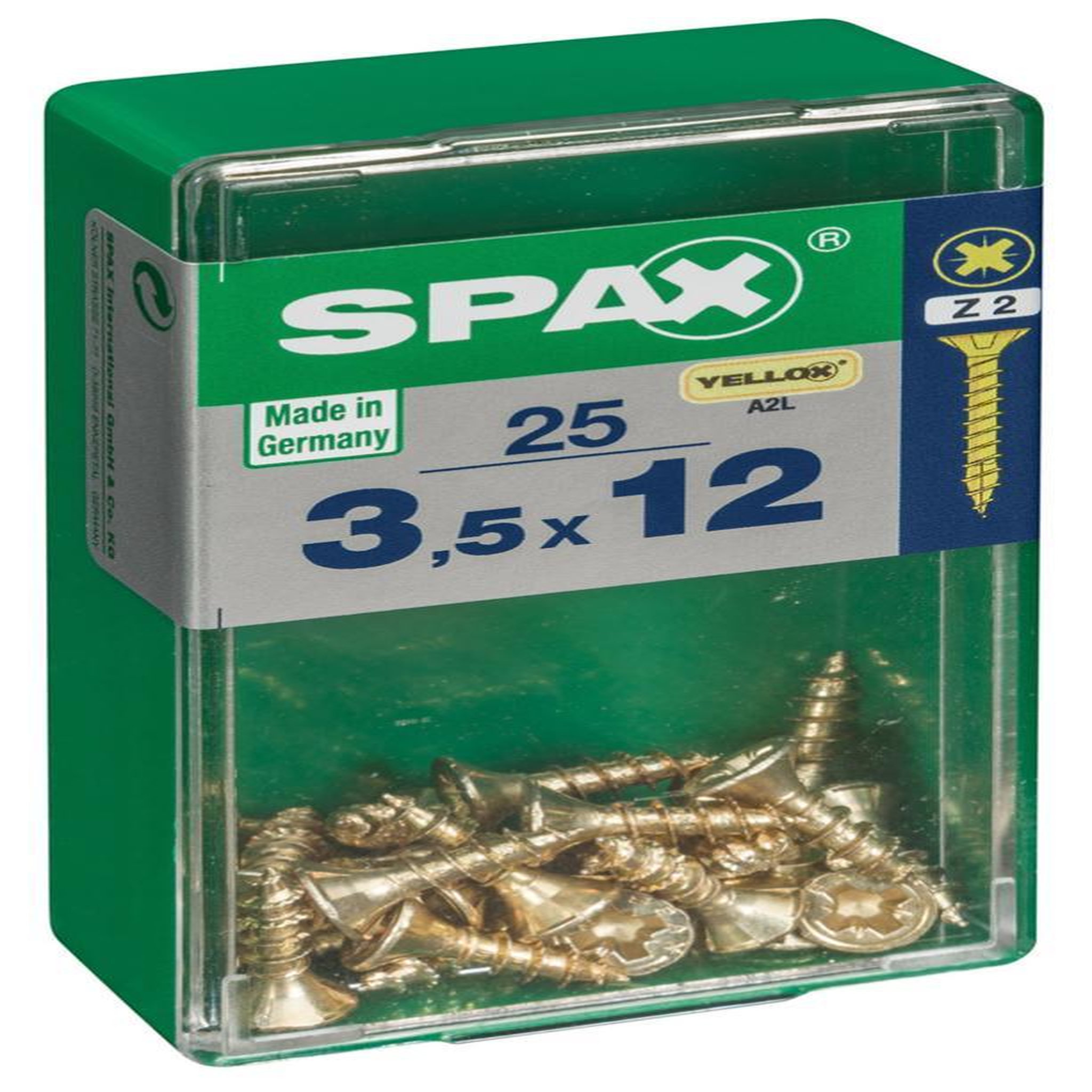 CENTRALE BRICO Lot de 25 vis acier tête fraisée pozidriv SPAX, Diam.3.5 mm x L.12 mm