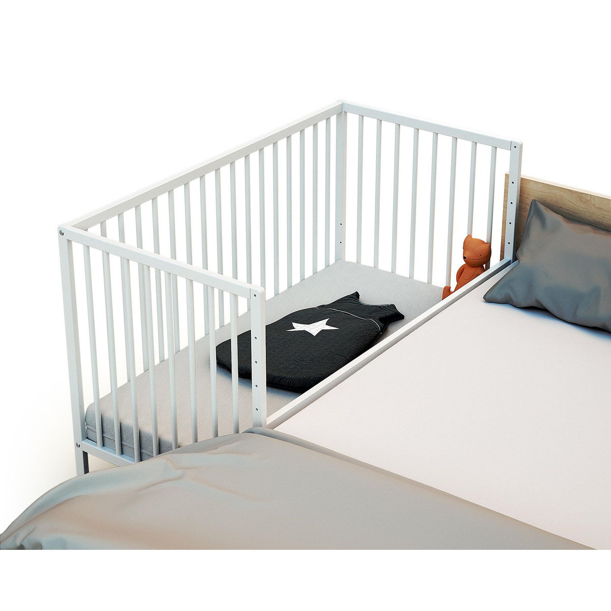 WEBABY Lit bébé cododo en bois avec roulettes 60 x 120 cm LIO