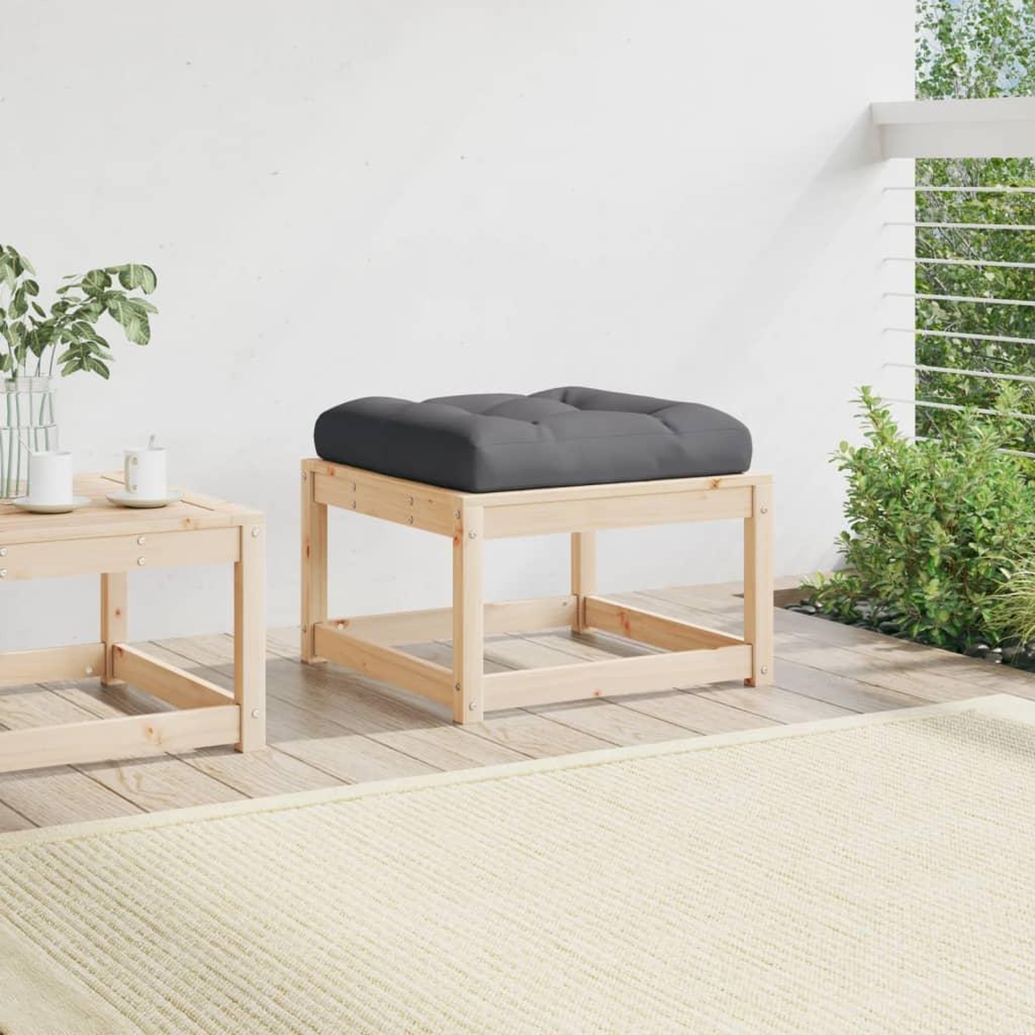 Voir la diapositive 3 : VIDAXL Repose-pied de jardin avec coussins bois de pin massif