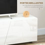 Voir la diapositive 4 : HOMCOM Meuble TV Banc TV style contemporain 3 portes abattantes panneaux blanc laqué