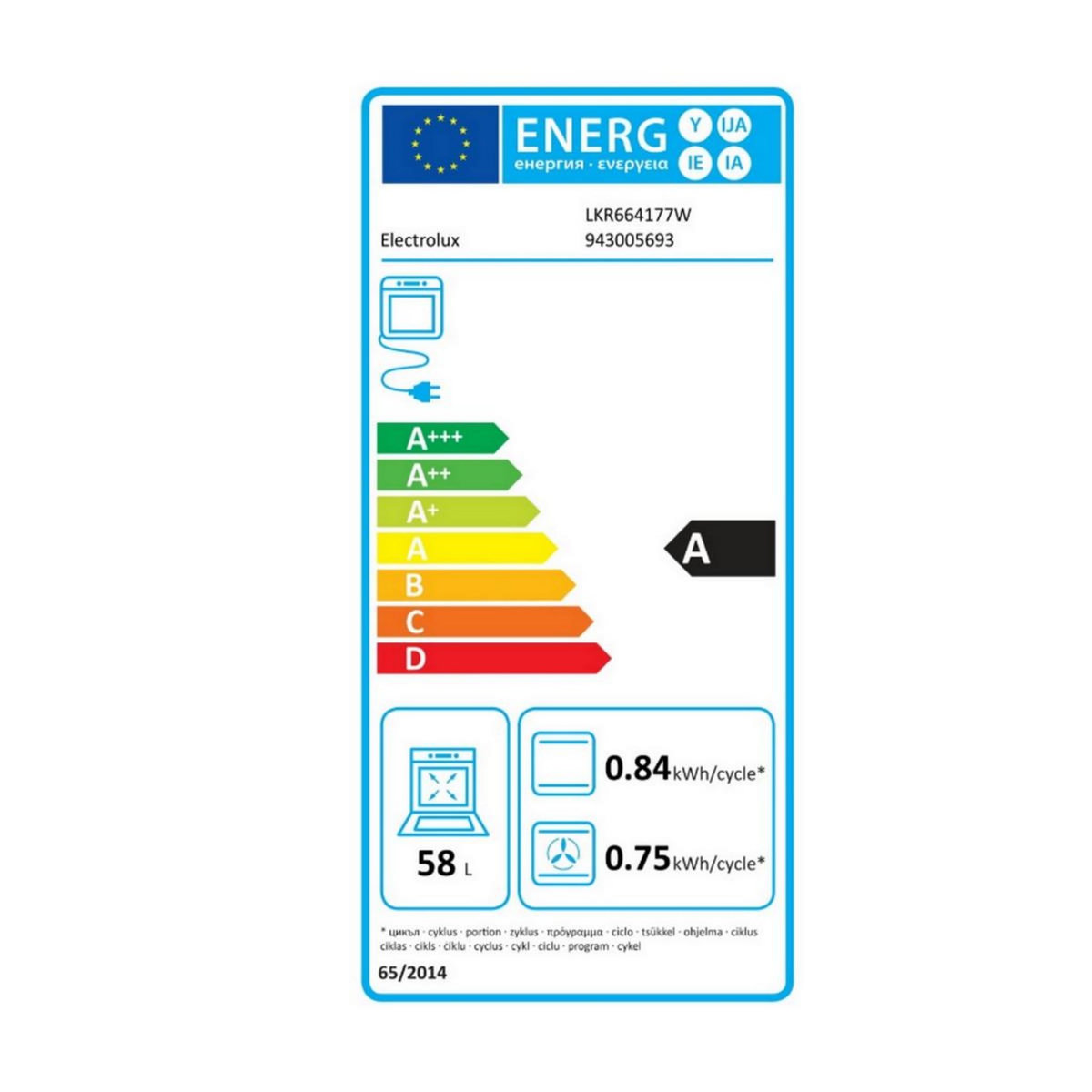 ELECTROLUX Cuisinière vitrocéramique 58l 4 feux blanc - LKR664177W