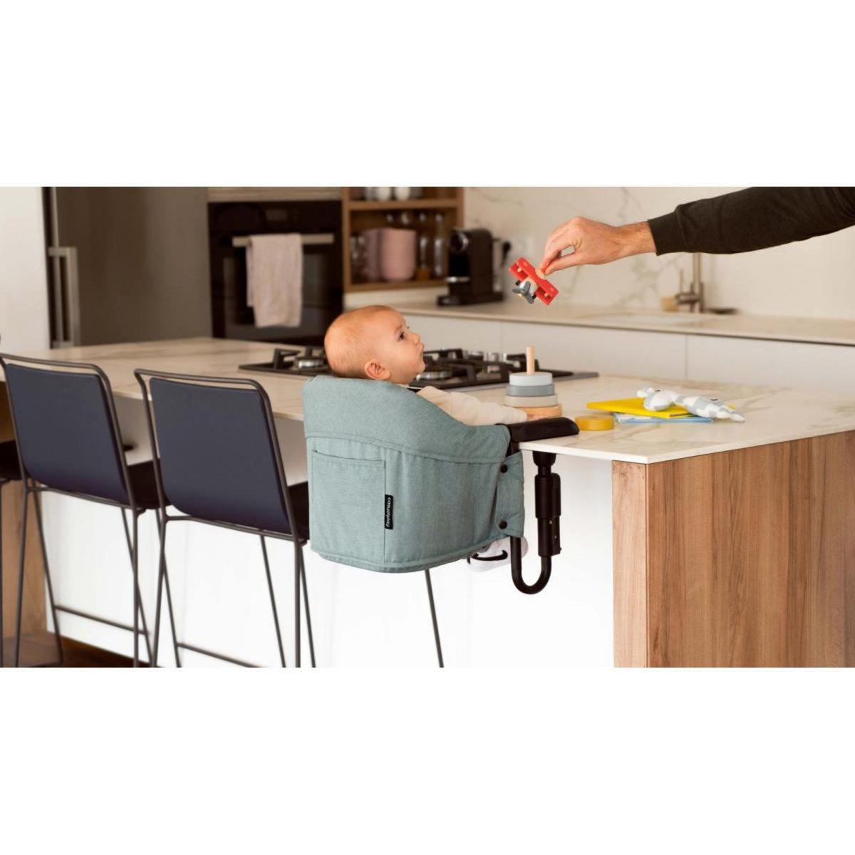 CASUALPLAY chaise haute CLIP-UP bleu vert avec fixation universel