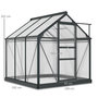 Voir la diapositive 3 : OUTSUNNY Serre de jardin aluminium polycarbonate 3,65 m² dim. 1,9L x 1,92l x 2,01H m lucarne, porte coulissante + fondation incluse alu. gris polycarbonate transparent