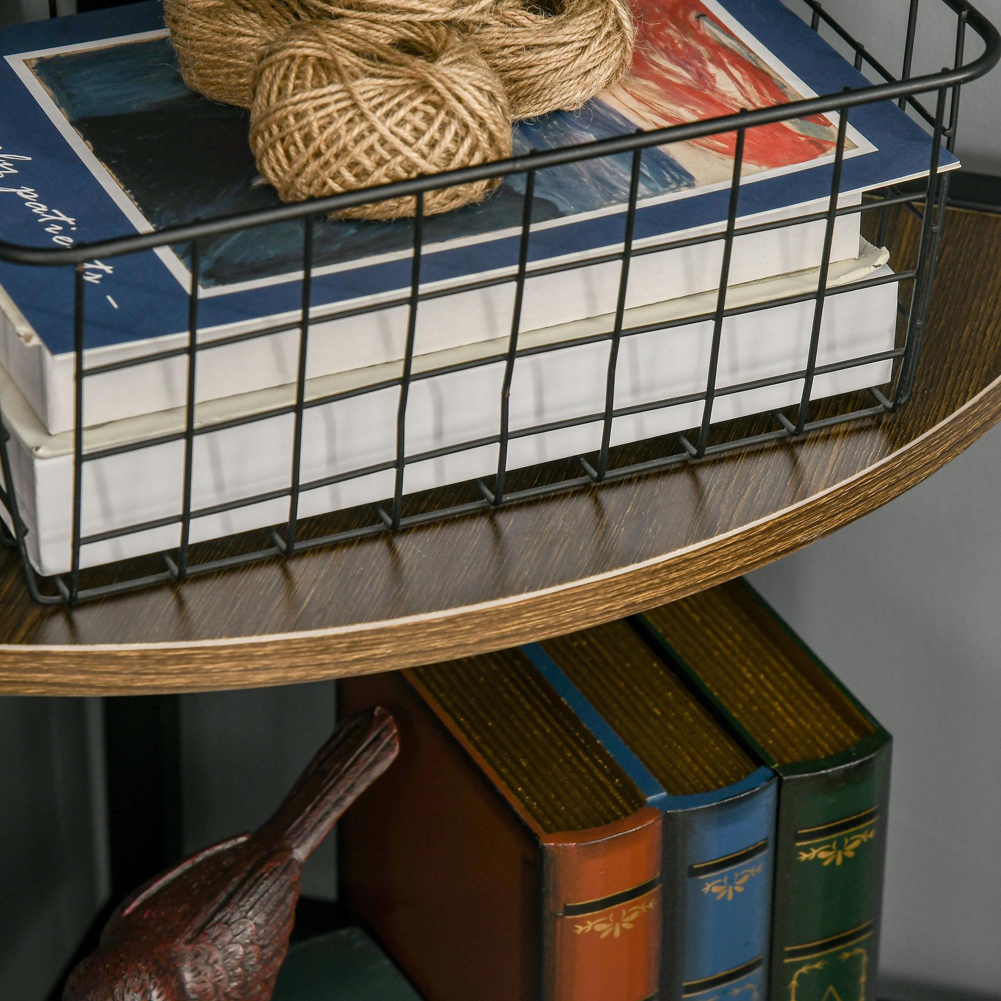 Voir la diapositive 5 : HOMCOM Étagère bibliothèque d'angle style industriel 6 étagères dim. 34L x 34l x 166H cm métal noir MDF aspect bois