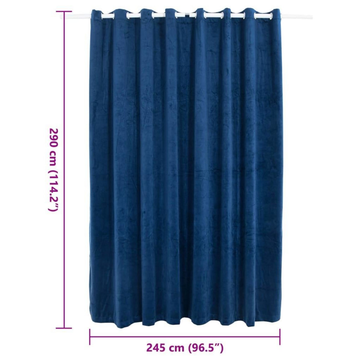 VIDAXL Rideau occultant et anneaux Velours Bleu fonce 290x245 cm